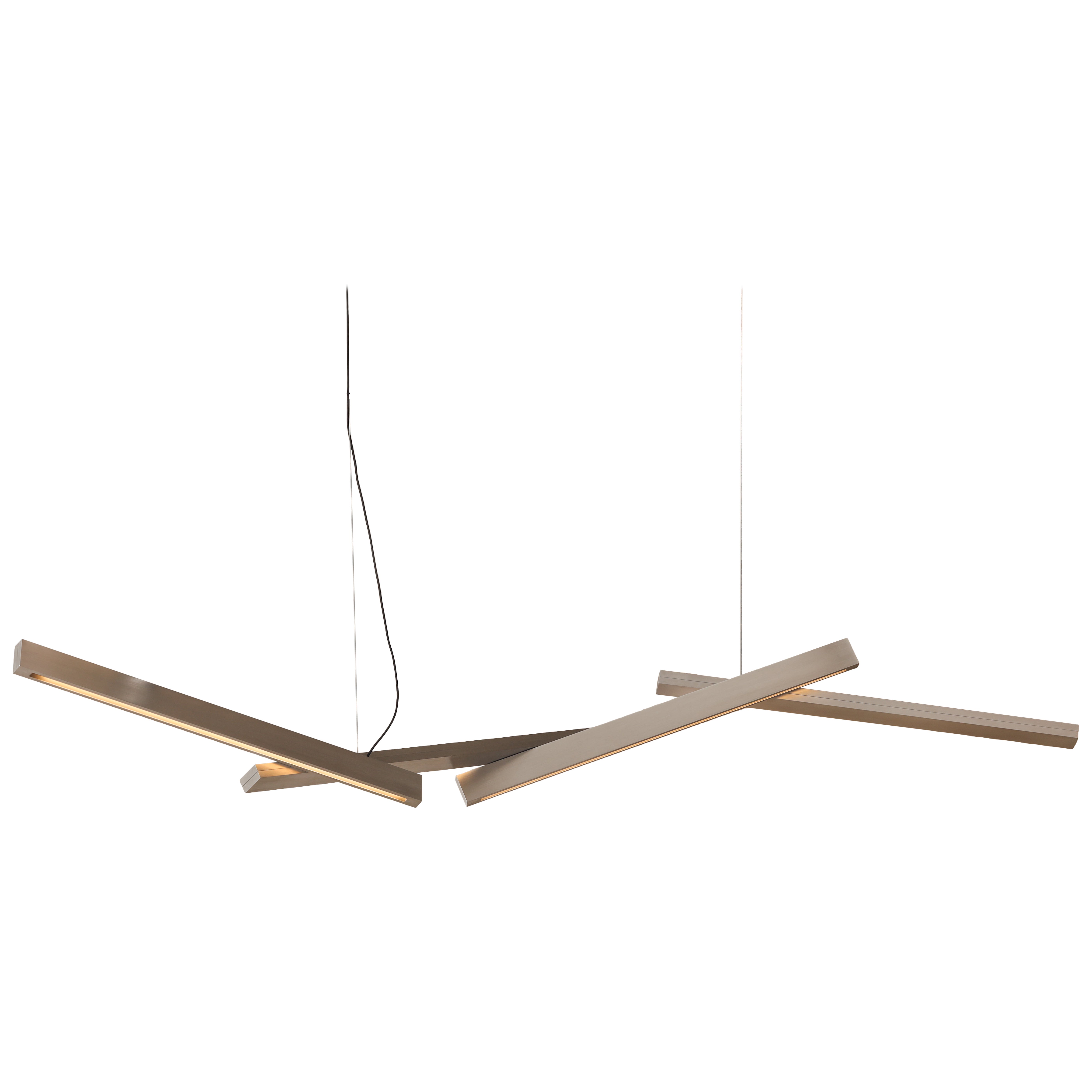 Bloc Pendant , Brutalist Sculptural LED Light Fixture, brushed Aluminium