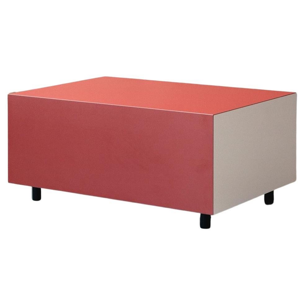 Bloc Side Table L640 With Drawer Bright Red Burgundy Clay By Established & Sons For Sale