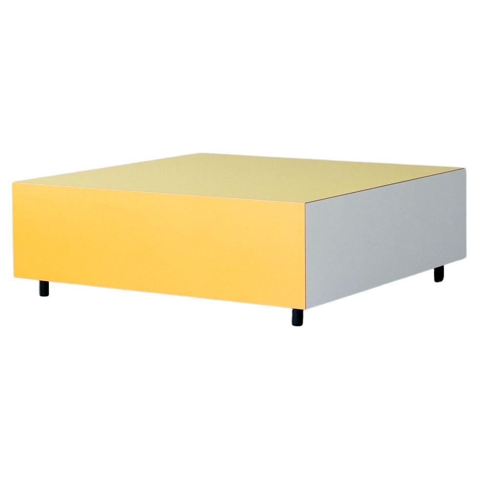 Table d'appoint Bloc L850 avec tiroir Signal jaune zinc jaune pâle gris par E&S