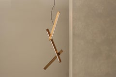 Bloc Vertical Pendant , Brutalist Sculptural LED Light Fixture, Brass