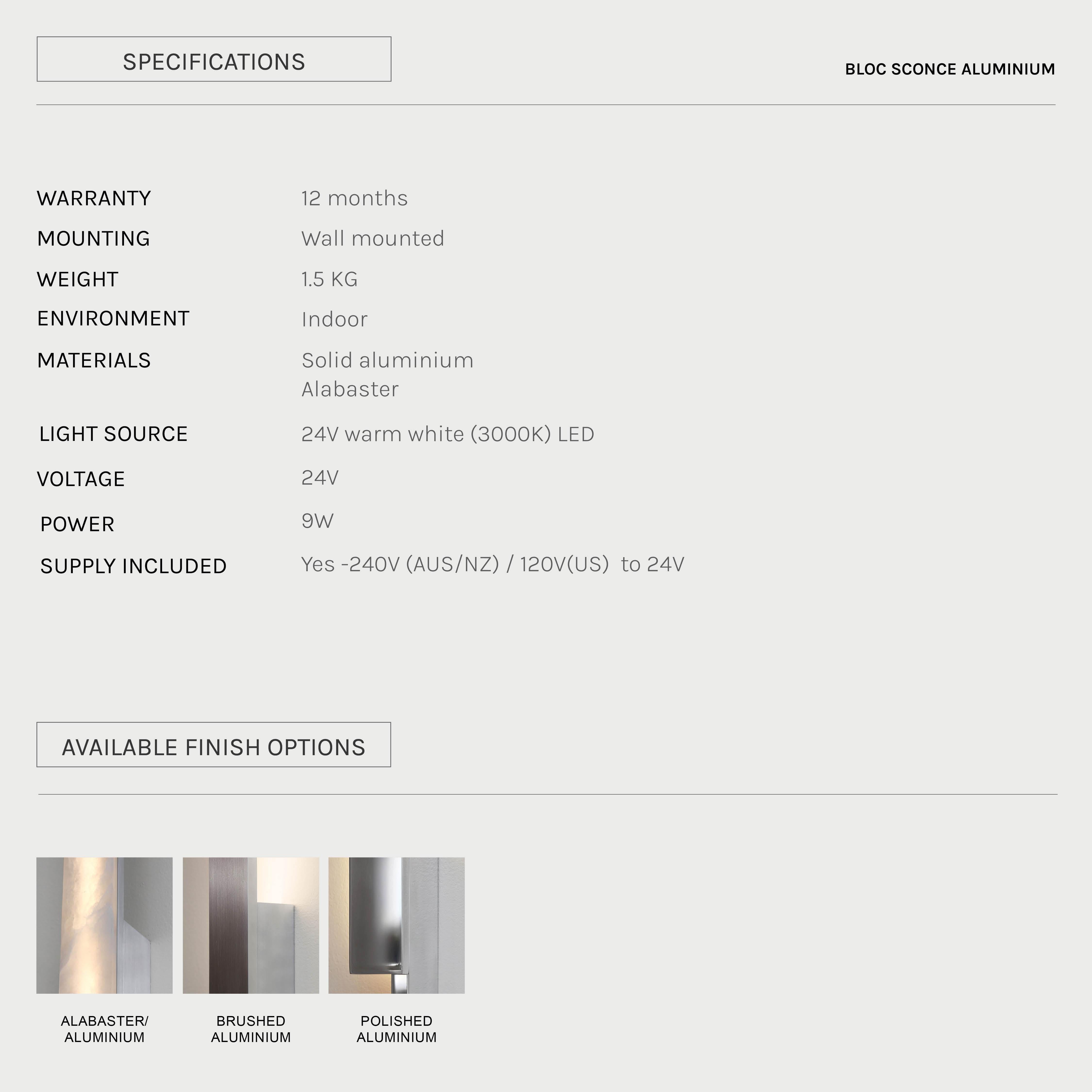 Aplique de pared Bloc , Aplique de luz LED Brutalista, Aluminio pulido espejo en Nuevo estado para la venta en Broadmeadows, Victoria