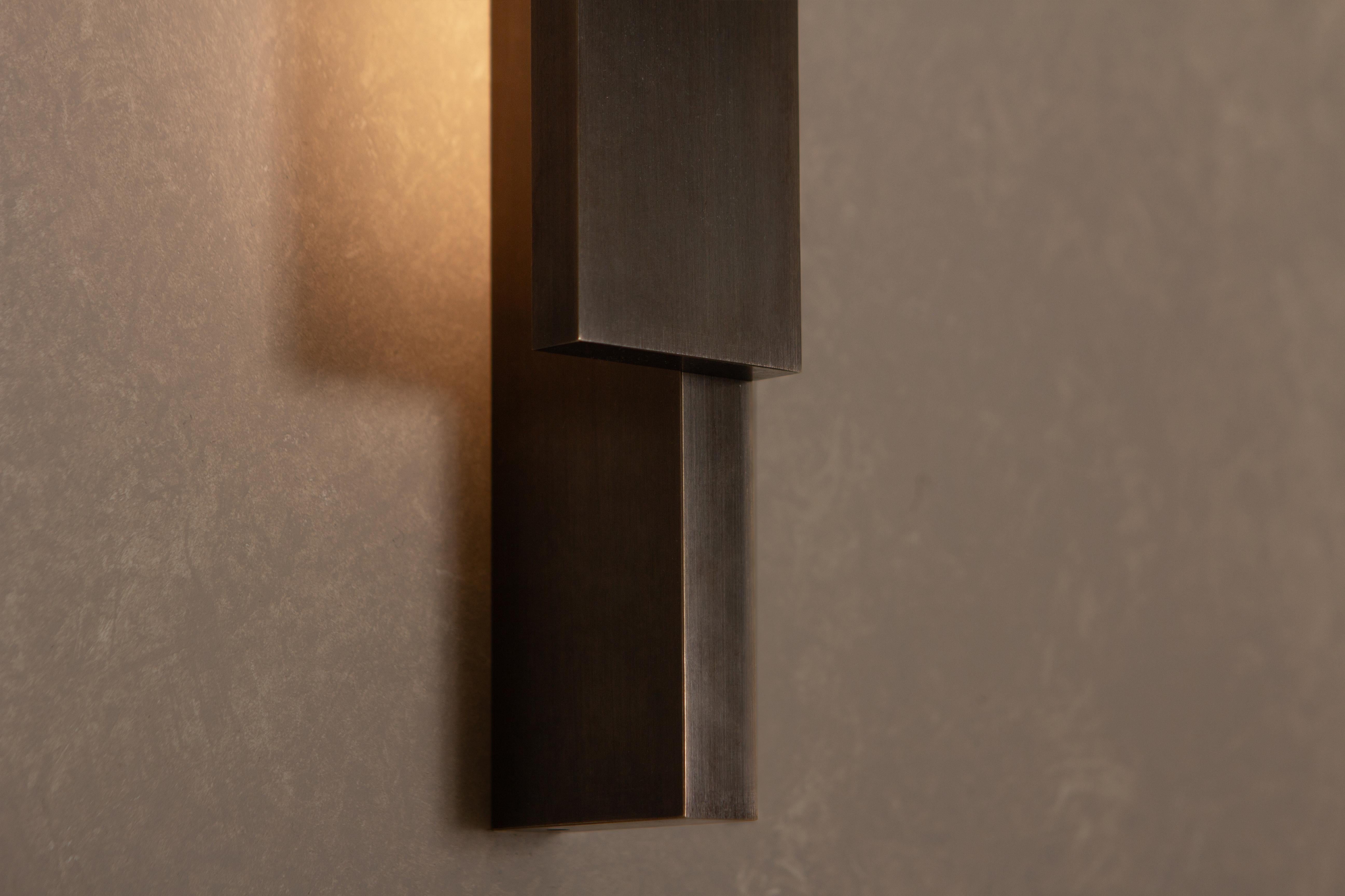 Aplique de pared Bloc , Accesorio de iluminación LED, Latón macizo con pátina ennegrecida en Nuevo estado para la venta en Broadmeadows, Victoria
