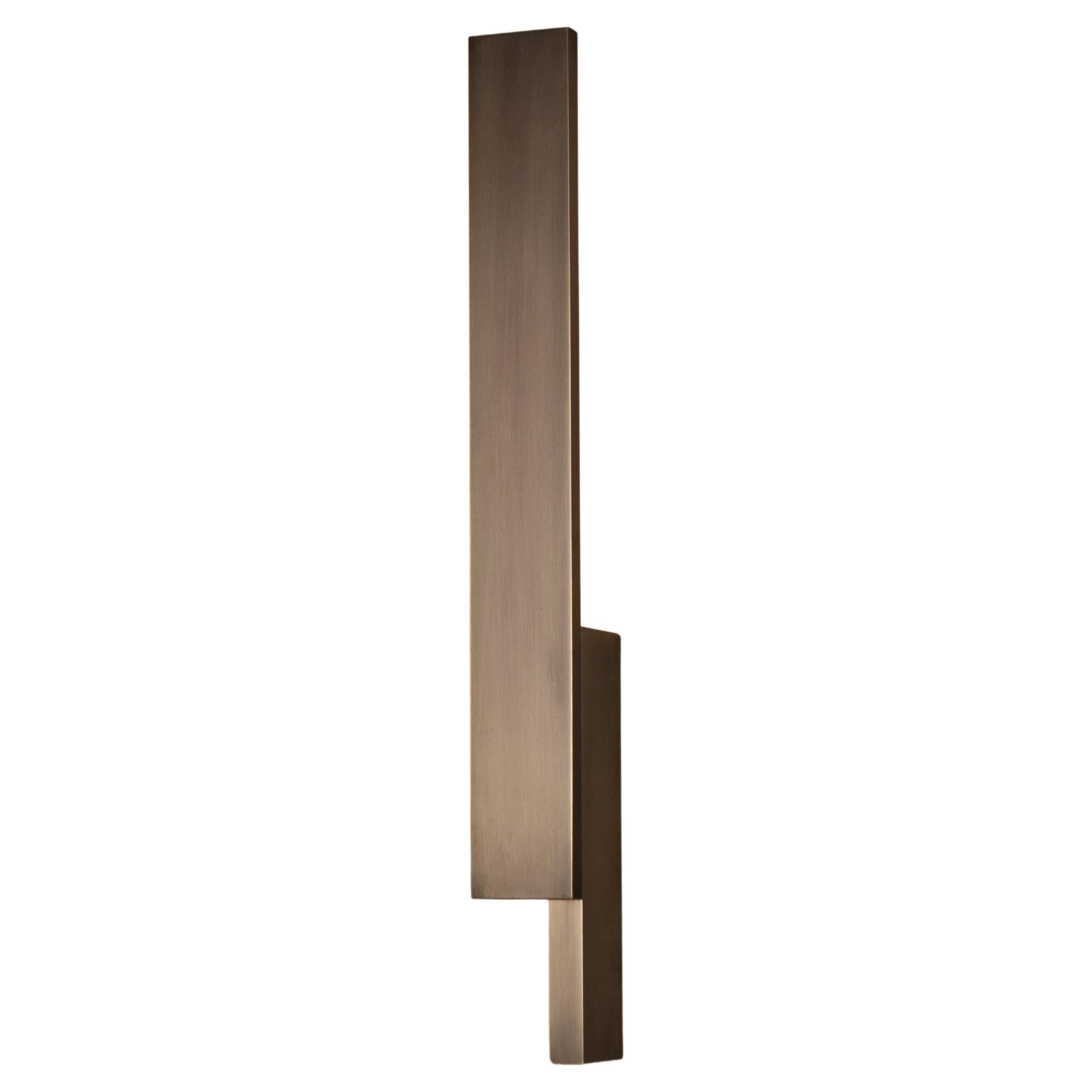 Aplique de pared Bloc , aplique de luz LED, latón macizo con pátina de bronce
