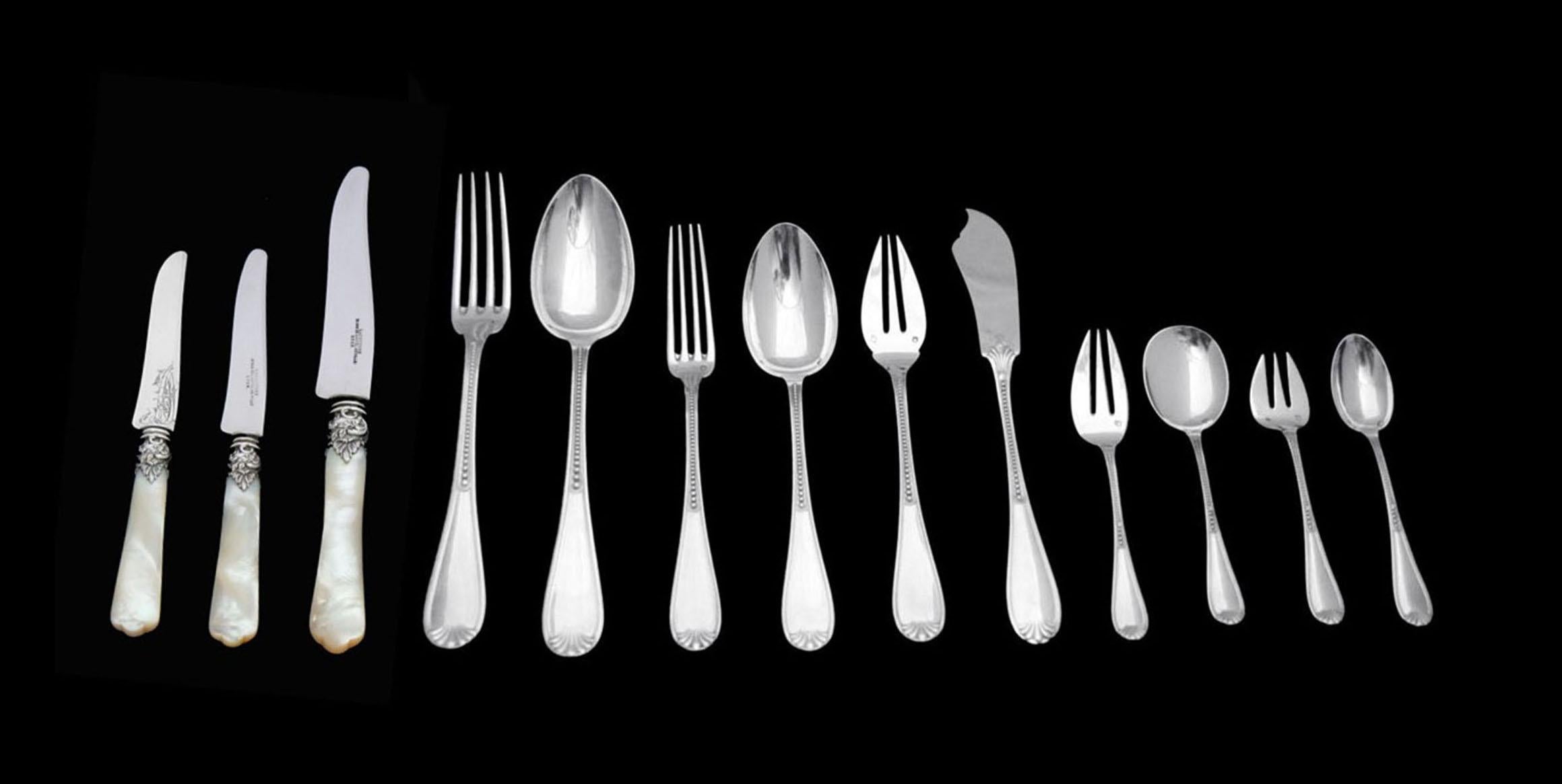 Bloch & Eschwege 273pc. Flatware Set – Description 1st Dibs
Direct from Paris, A Stunning 273pc. Privately Commissioned Napoleon III Sterling Silver Flatware Set with Rare Mother-of-Pearl Handled Knives, Original 5 Drawer Lockable Storage Chest and