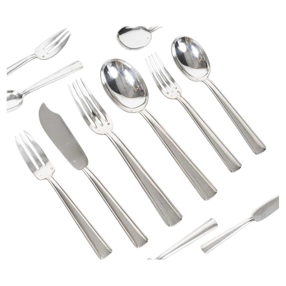 Bloch-Eschwege - 78-piece Art Deco silver flatware set For Sale