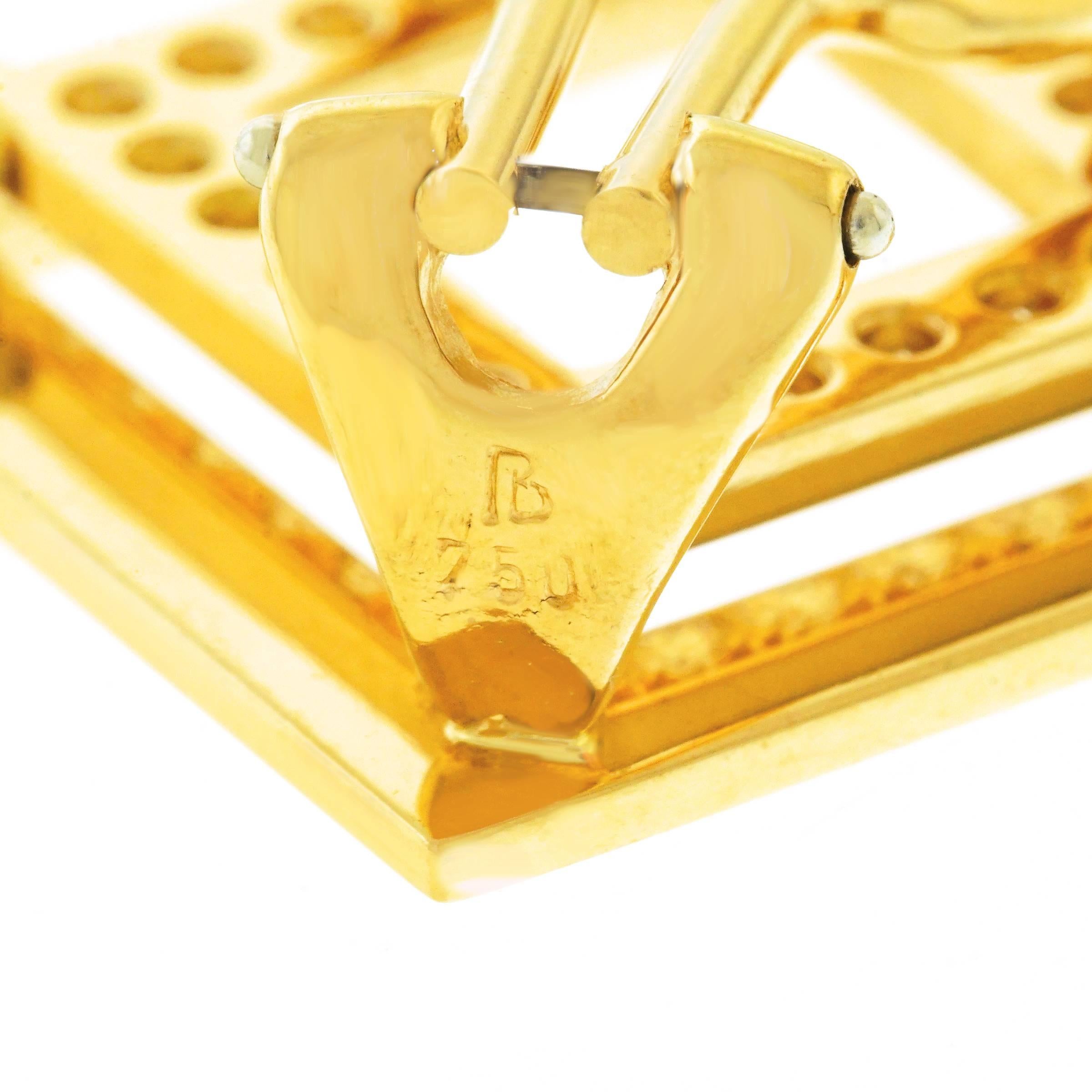 Blochliger Diamond Set Modernist Gold Earrings 1