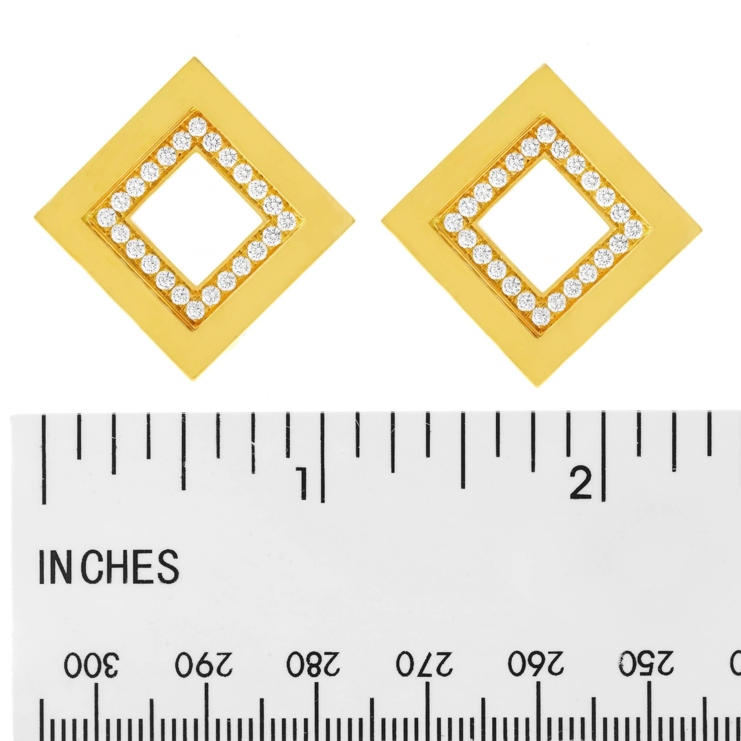 Blochliger Diamond Set Modernist Gold Earrings 2