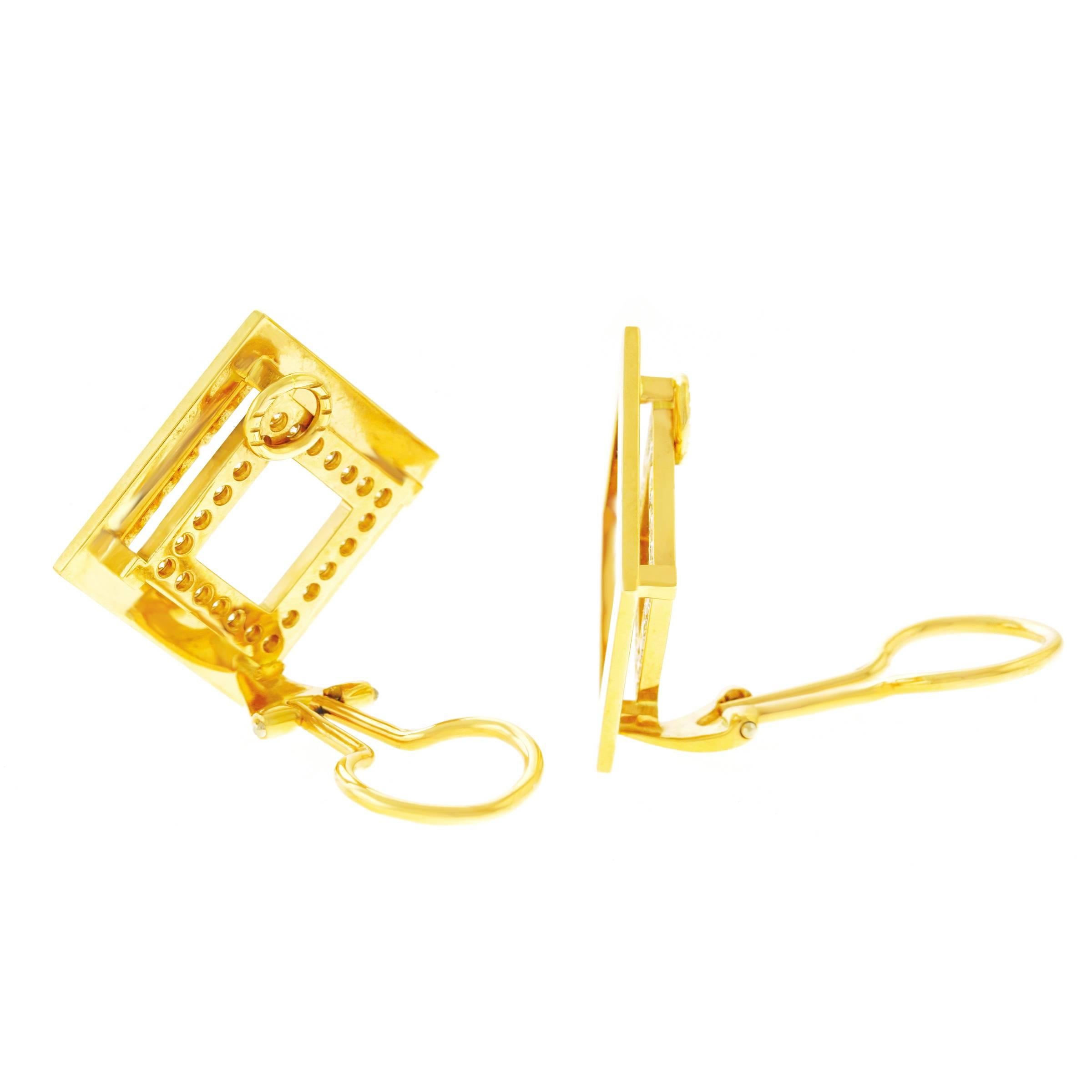 Blochliger Diamond Set Modernist Gold Earrings 3