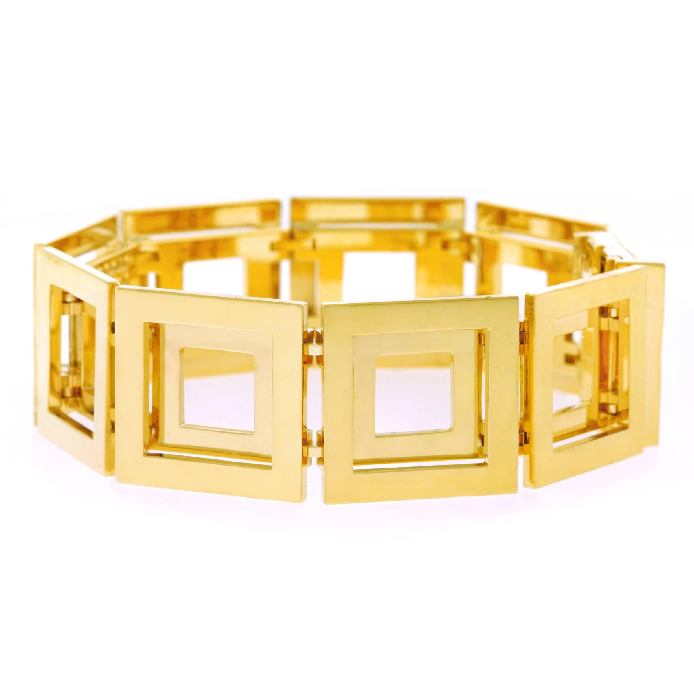 Blochliger Modernist Gold Bracelet In Excellent Condition In Litchfield, CT
