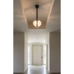 'Block' Alabaster Pendant Light in the Manner of Pierre Chareau