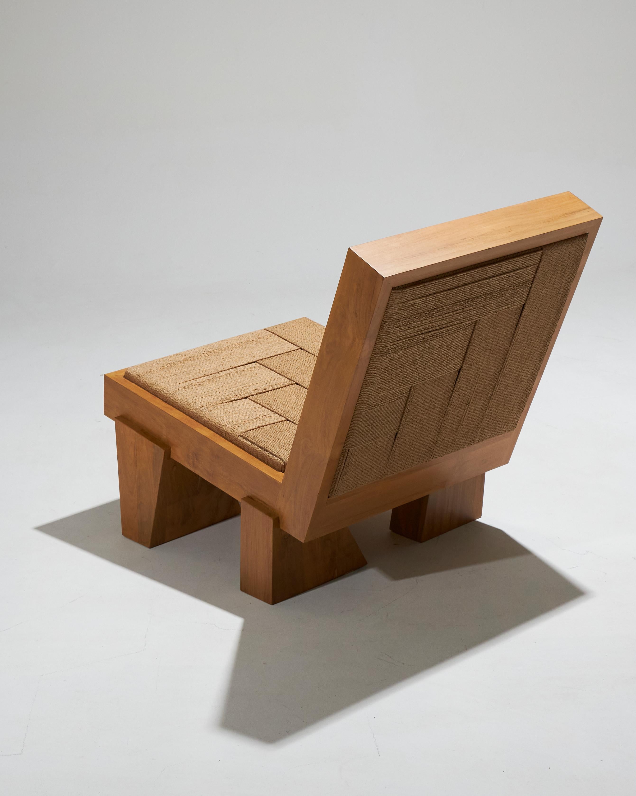 Block Armchair in natural rope For Sale 5