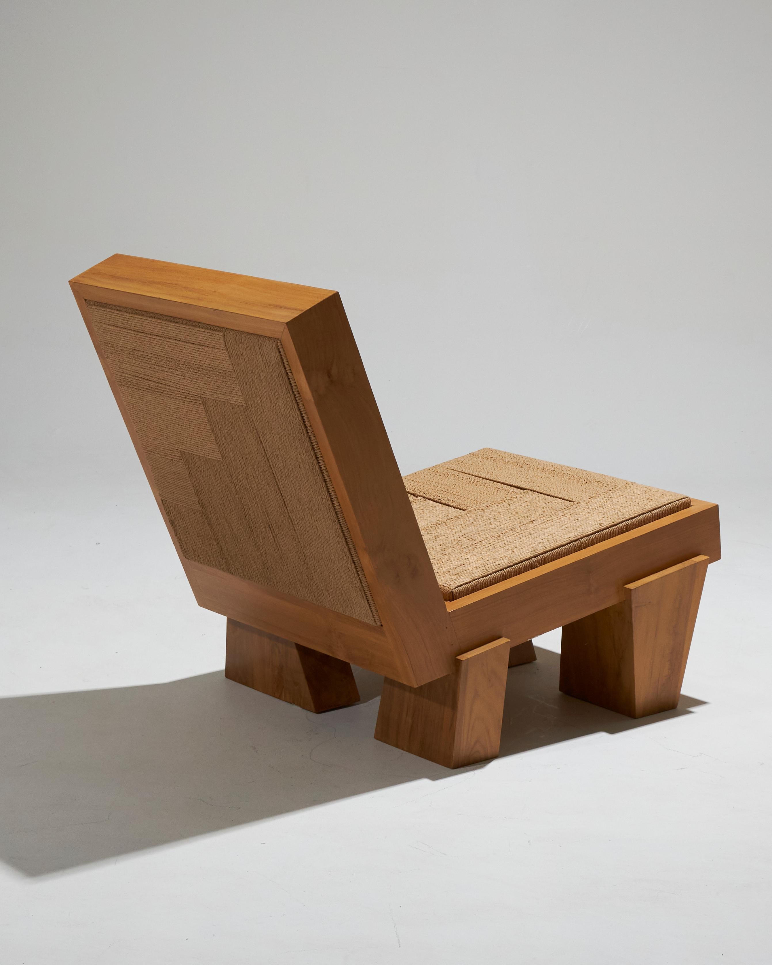 Block Armchair in natural rope For Sale 11