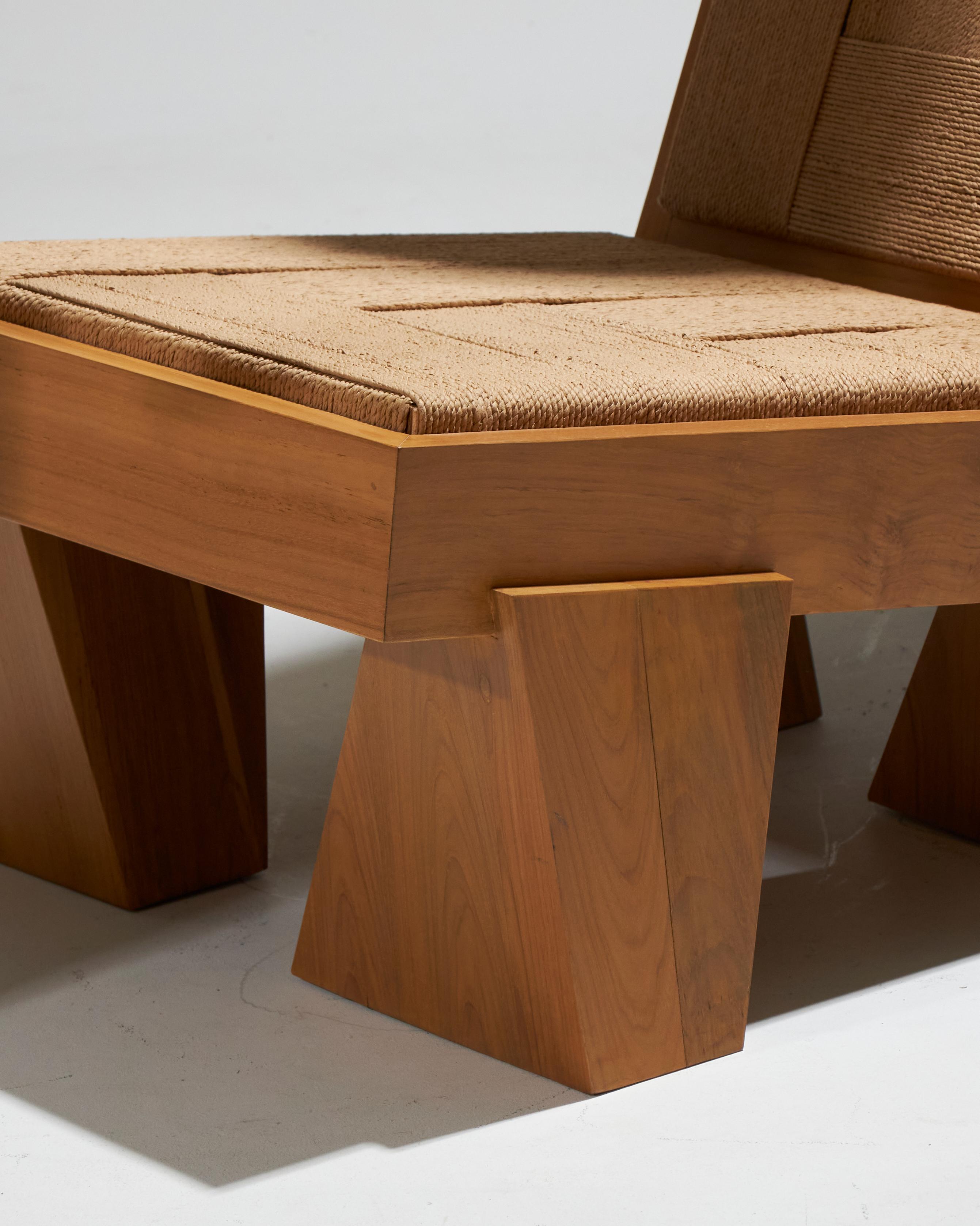 Block Armchair in natural rope For Sale 12