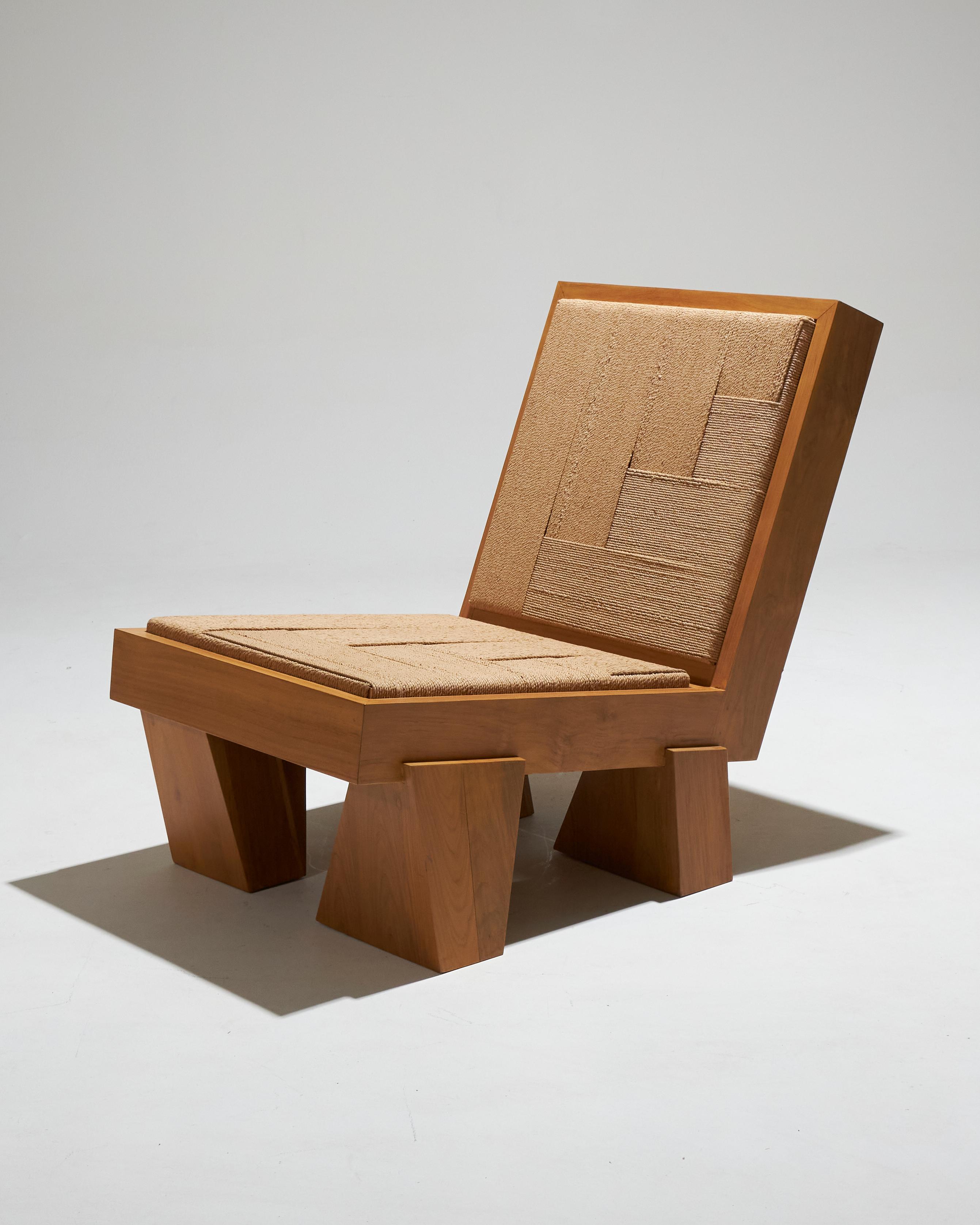Rope Block Armchair in natural rope For Sale