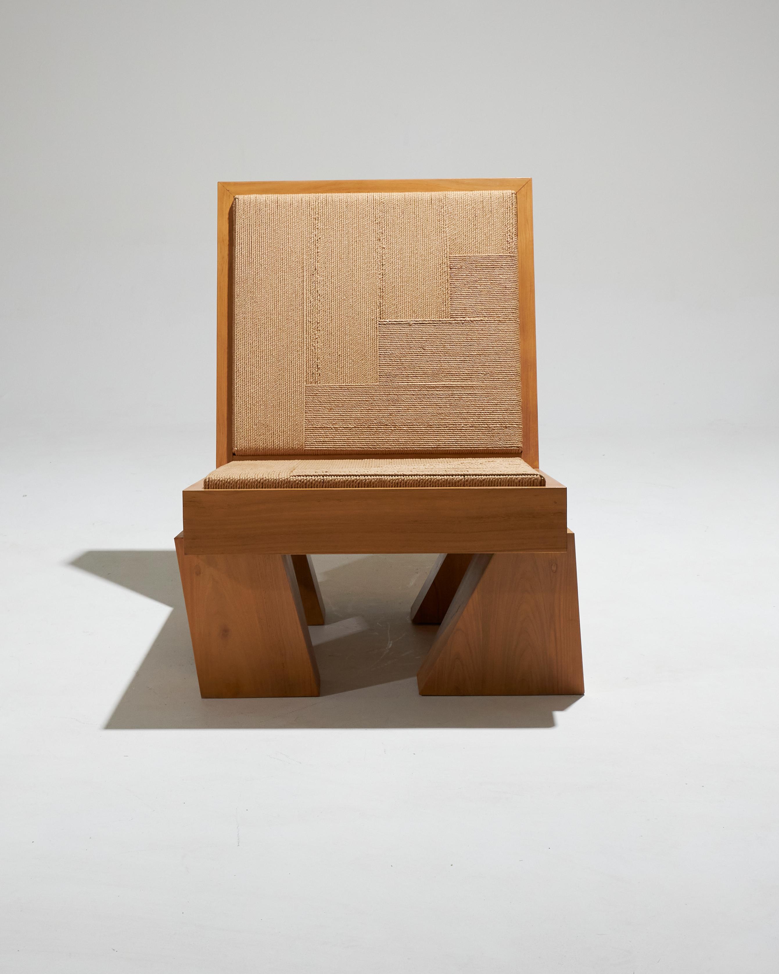 Block Armchair in natural rope For Sale 1