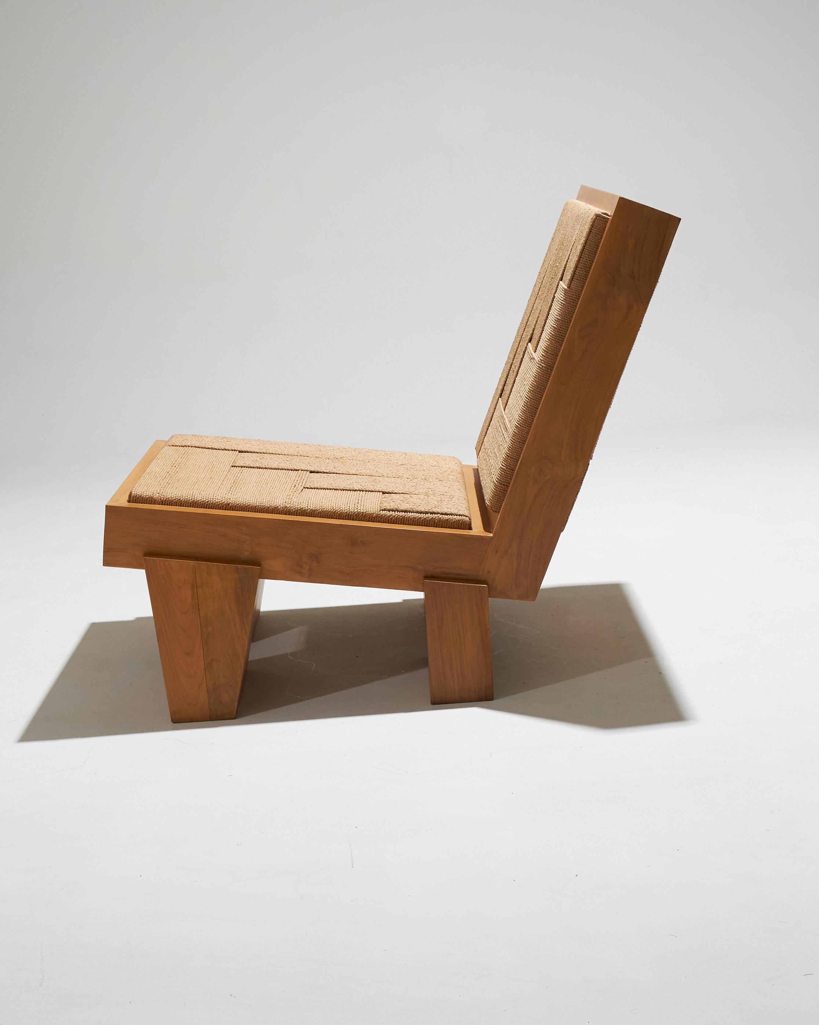 Block Armchair in natural rope For Sale 2