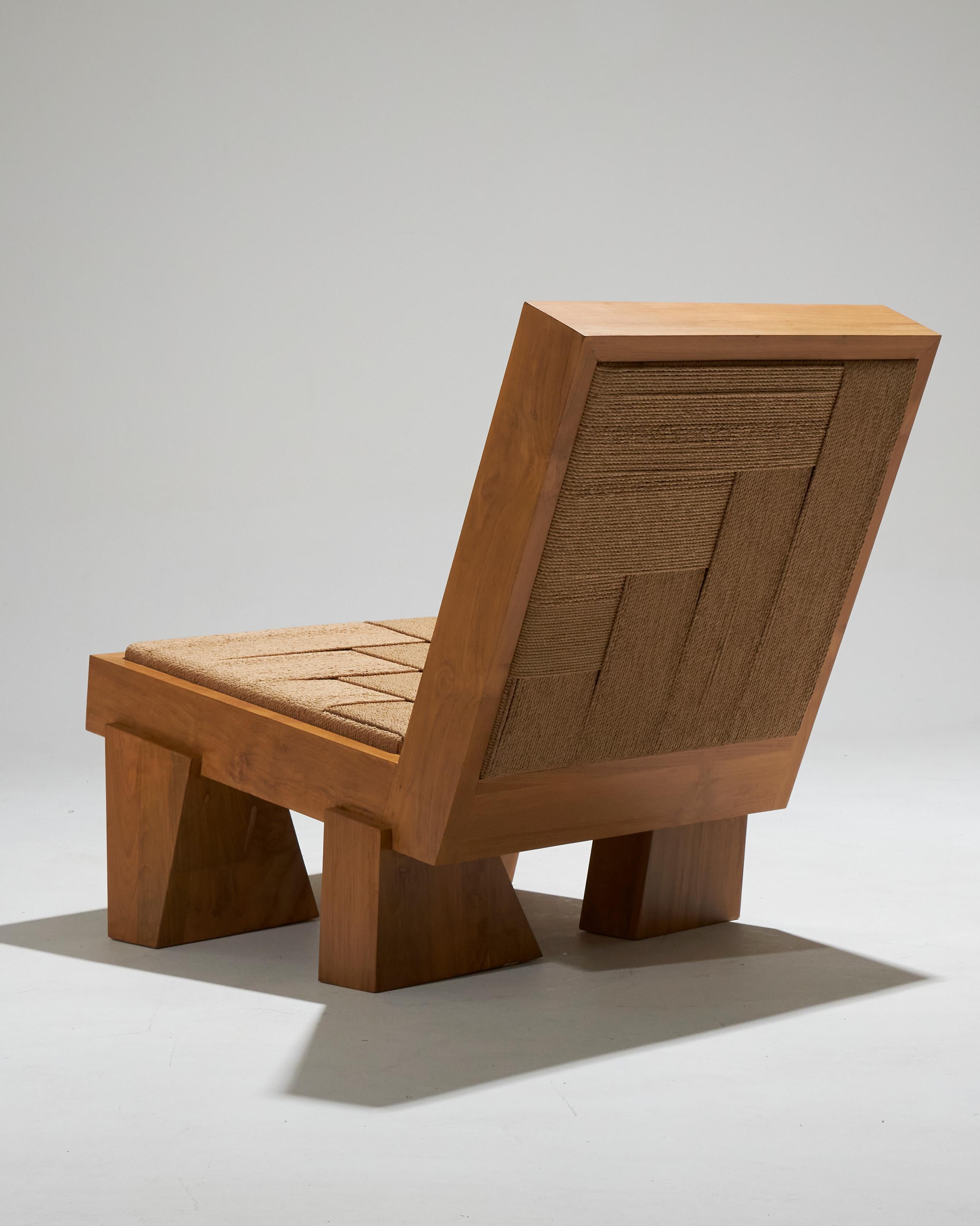 Block Armchair in natural rope For Sale 3