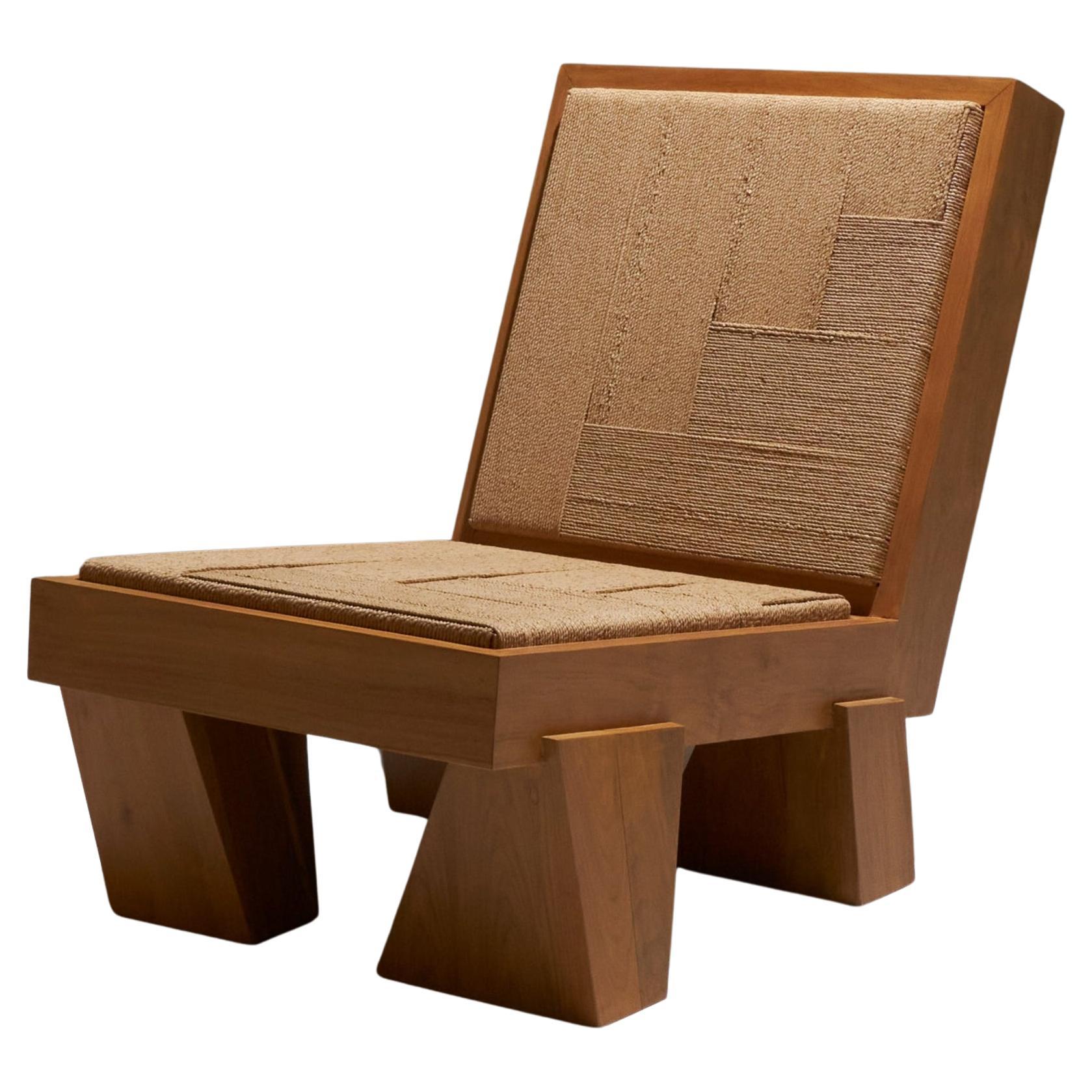 Block Armchair in natural rope For Sale
