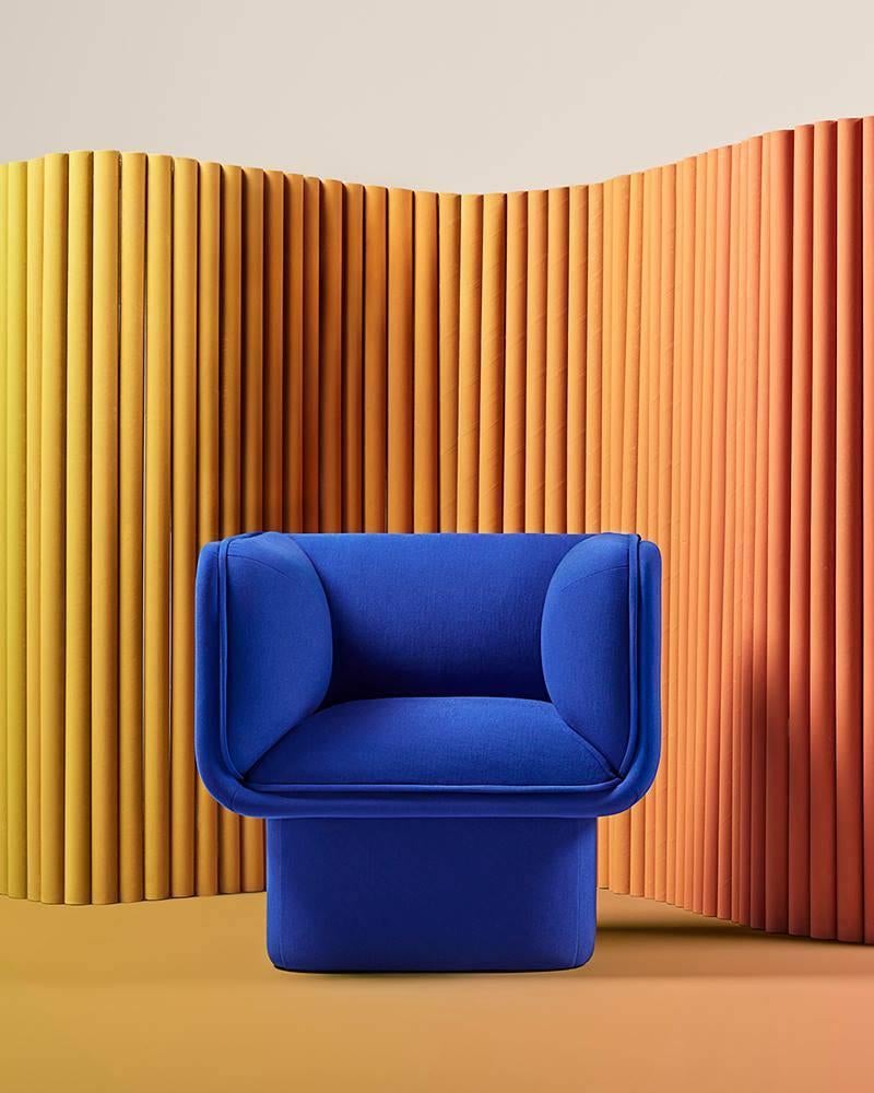 Post-Modern Block Blue Armchair by Pepe Albargues For Sale