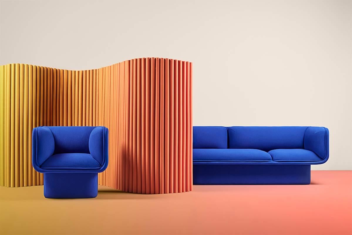 Blaues Sofa mit Blockschliff von Pepe Albargues (Organische Moderne) im Angebot