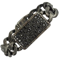 Block Chain Collection, Bracelet, 70 gm Silver, 4.70 Carat Black Diamonds