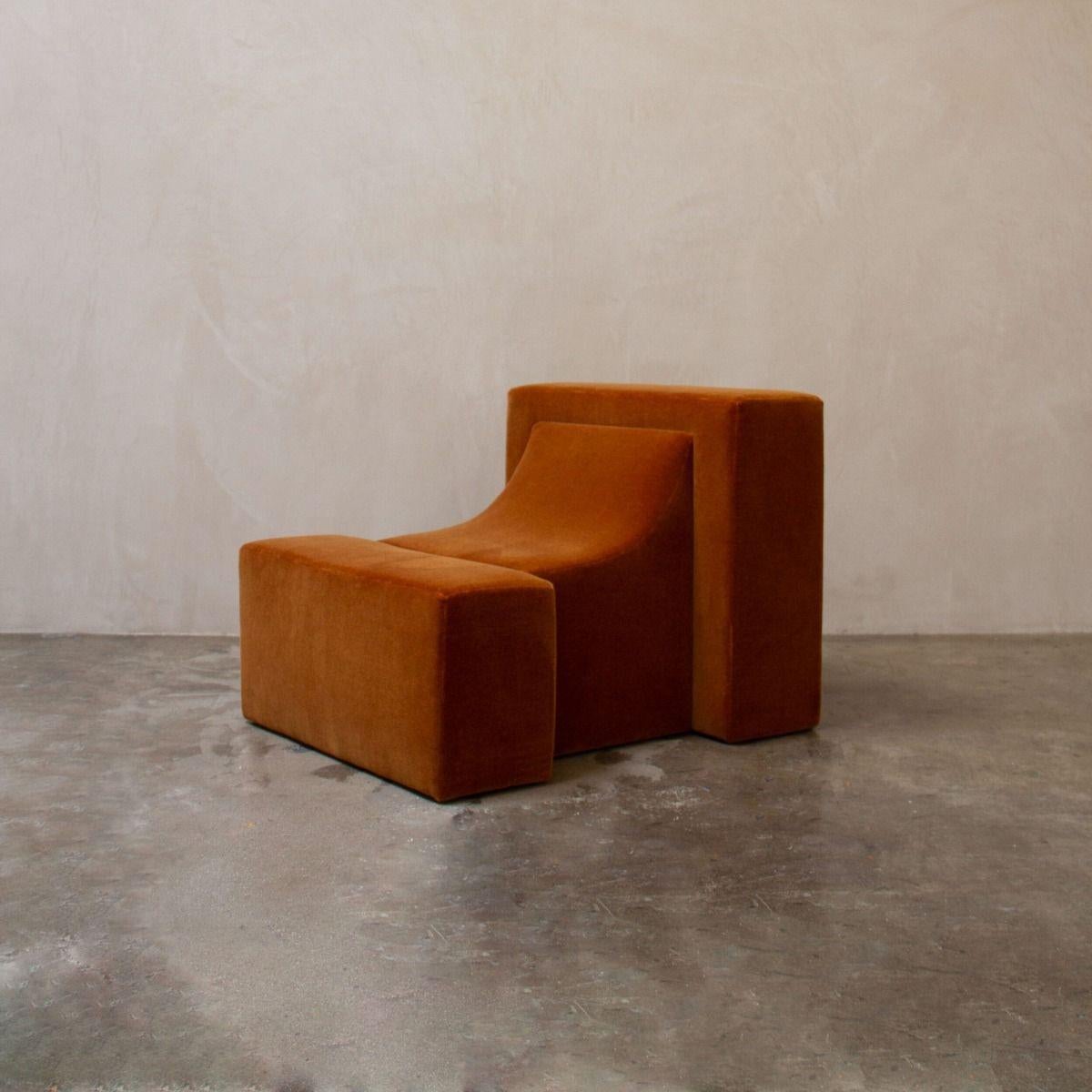 Mohair Block Chair For Sale
