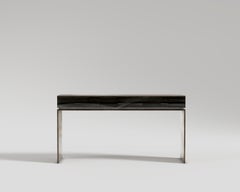 Block Console Table in Patina Bronze and Black Lacquer by Palena Furniture