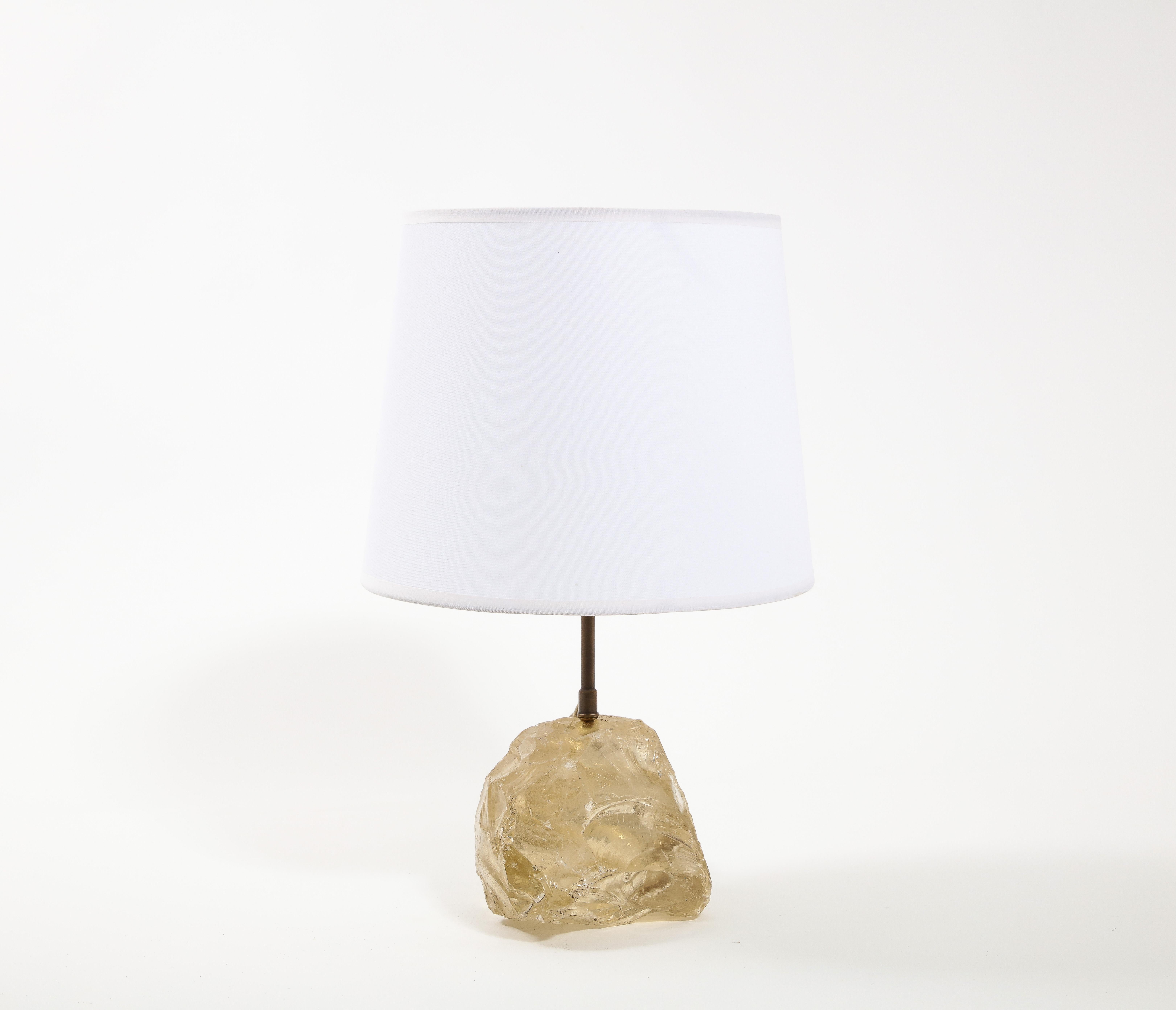 Moderne Lampe de table Block Crystal à la manière de JMF, France 1950's en vente