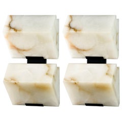 'Block Double' Model #185 Alabaster Sconce in the Manner of Pierre Chareau