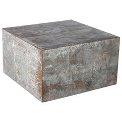 Block Form Coffee Table Made from Repurposed Zinc