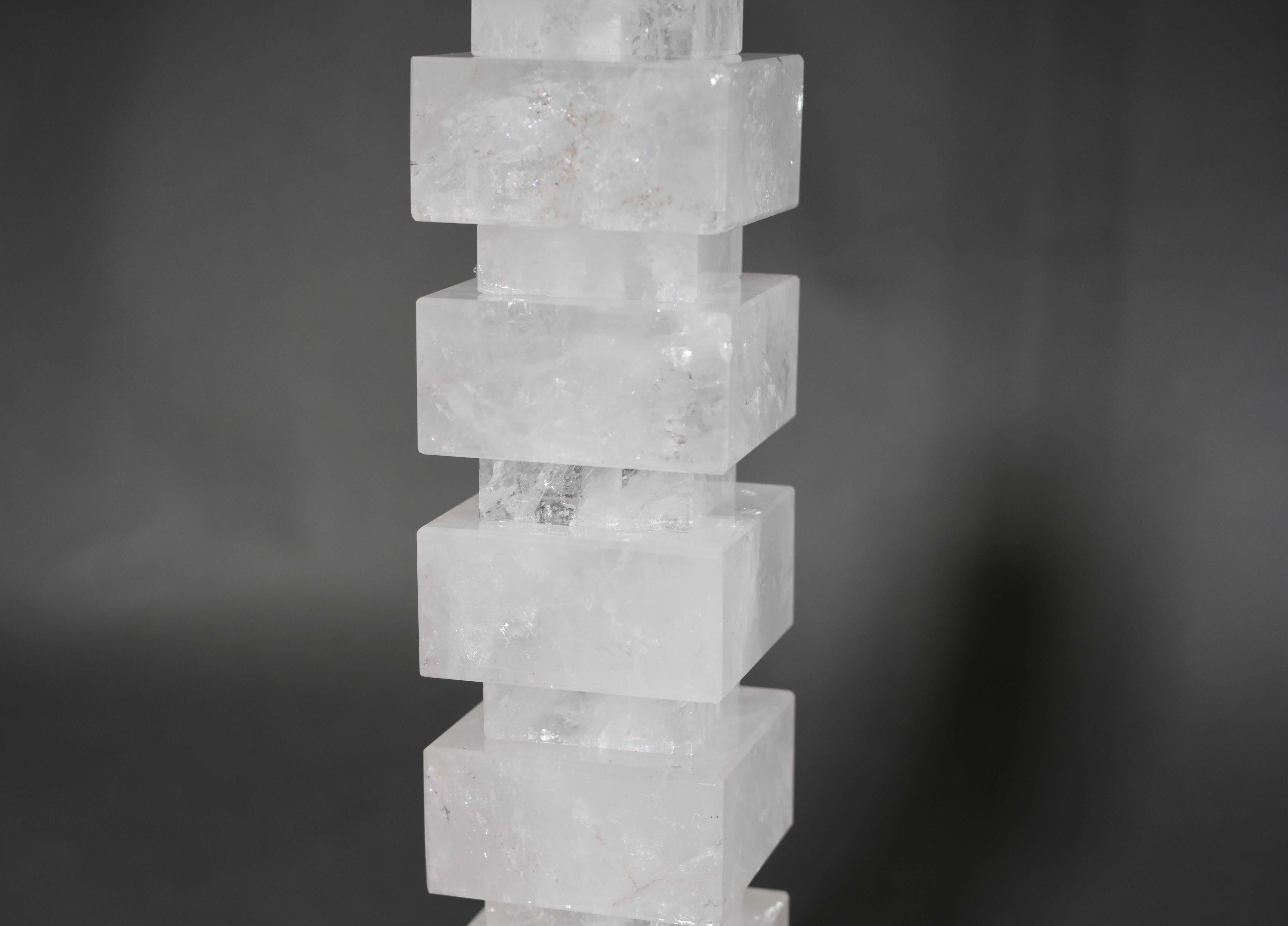 Block Form Rock Crystal Lamps by Phoenix In Excellent Condition For Sale In New York, NY