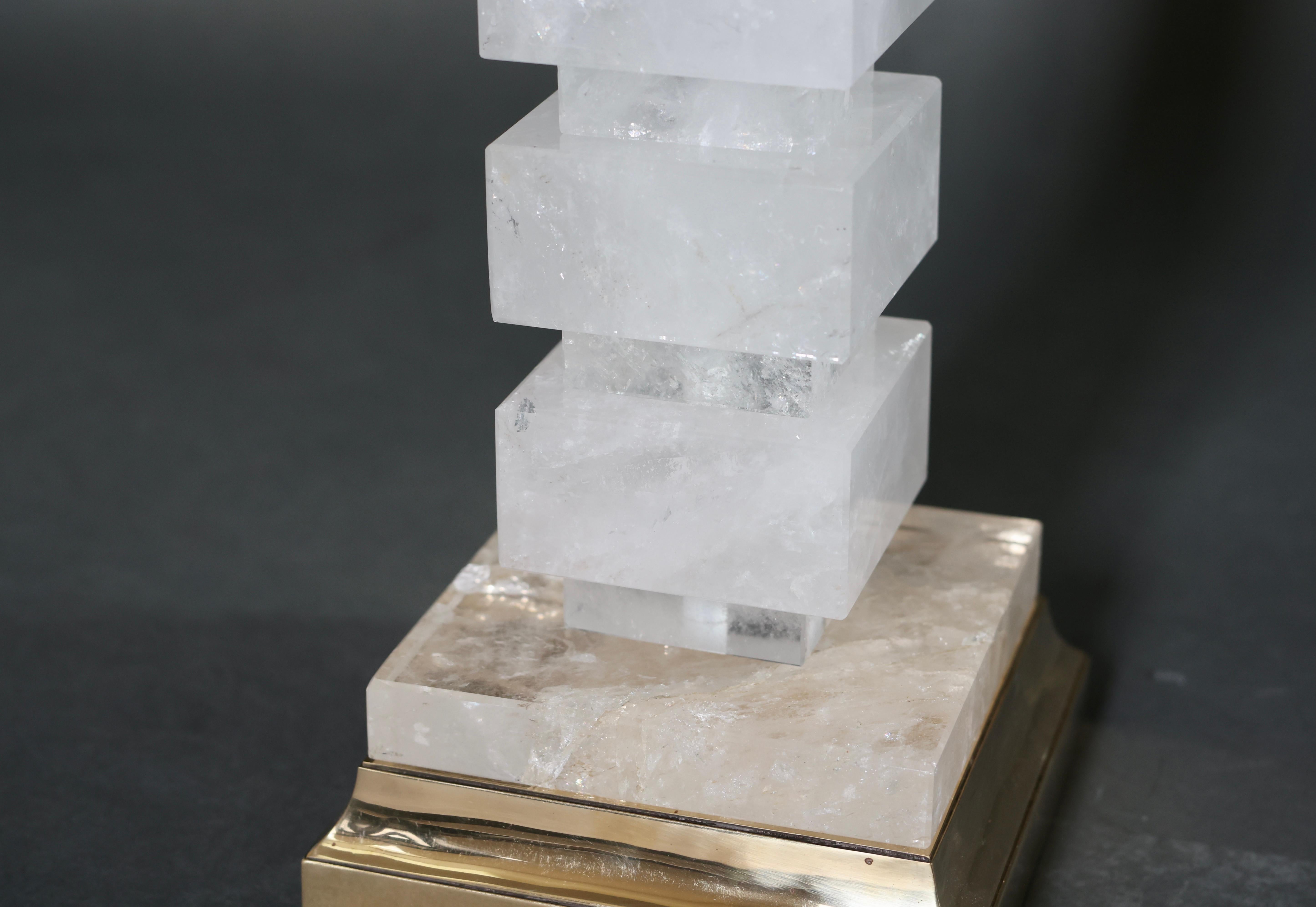 Cristal de roche Lampes en cristal de roche en forme de bloc par Phoenix en vente