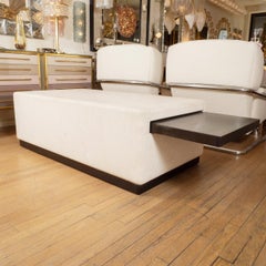 Block form travertine coffee table