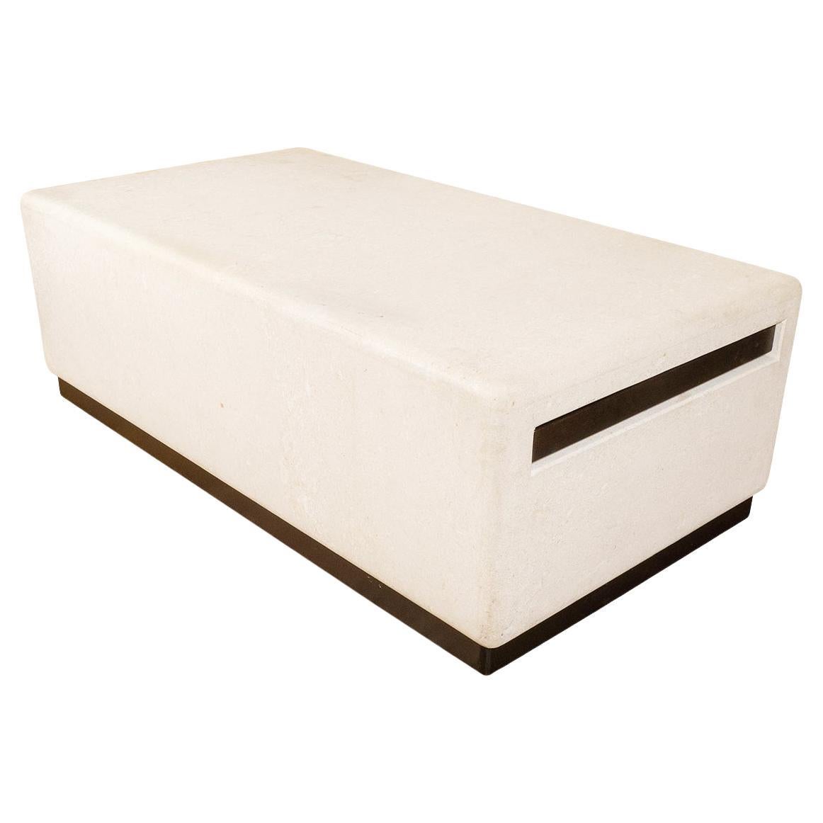 Block form travertine coffee table For Sale