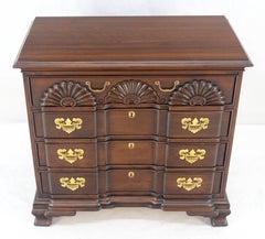 Block Front Carved Scallops Brass Drop Pulls 4 Drawers Bachelor Chest MINT!