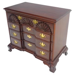 Block Front Carved Scallops Brass Drop Pulls 4 Drawers Bachelor Chest MINT!