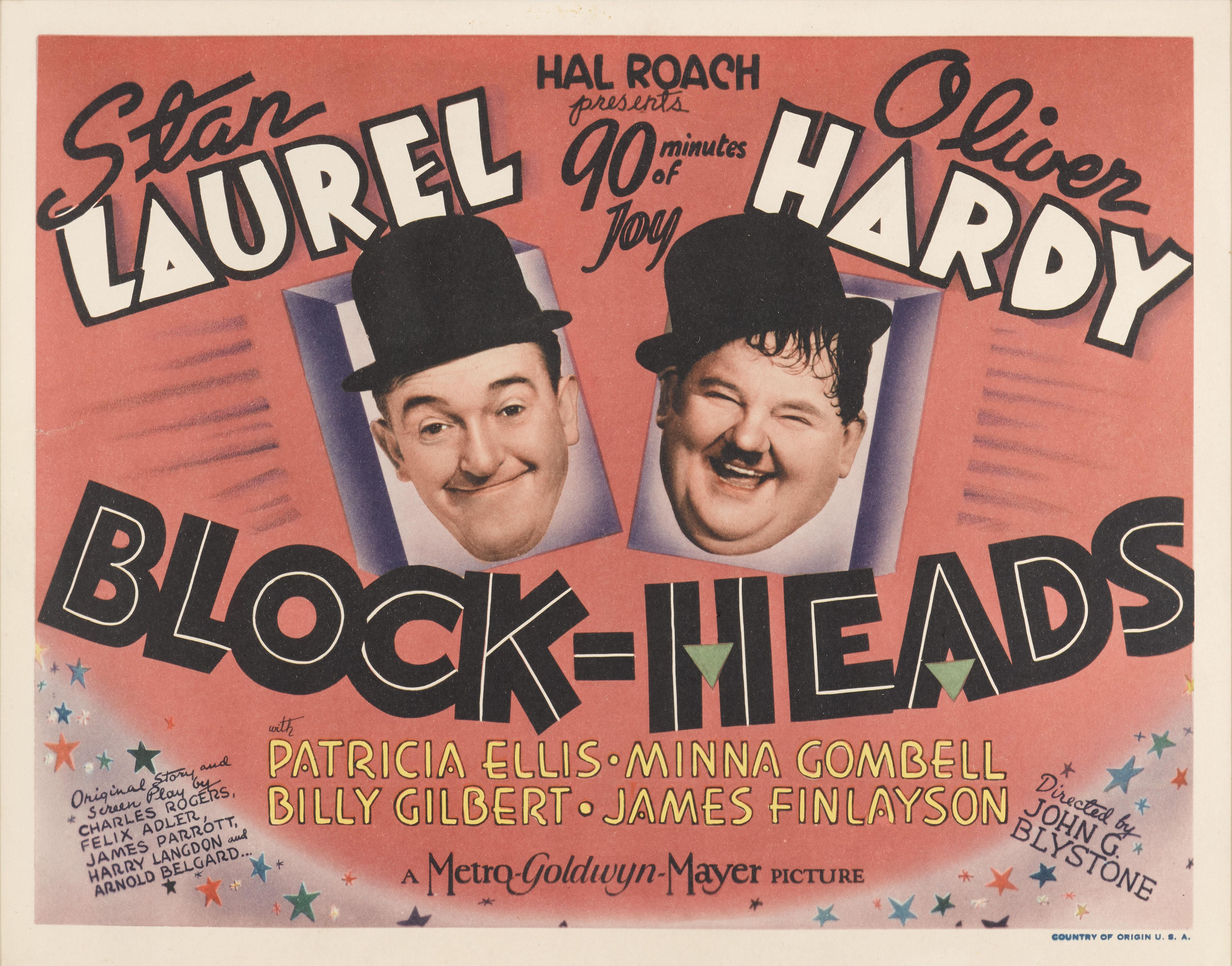 Carte de lobby originale pour le titre américain du film Block-Heads de 1938. 
Il s'agit de l'un des films les plus célèbres de Laurel et Hardy des années 1930. Les pièces de ce type ne font pas souvent surface.
Cette comédie américaine de Laurel et