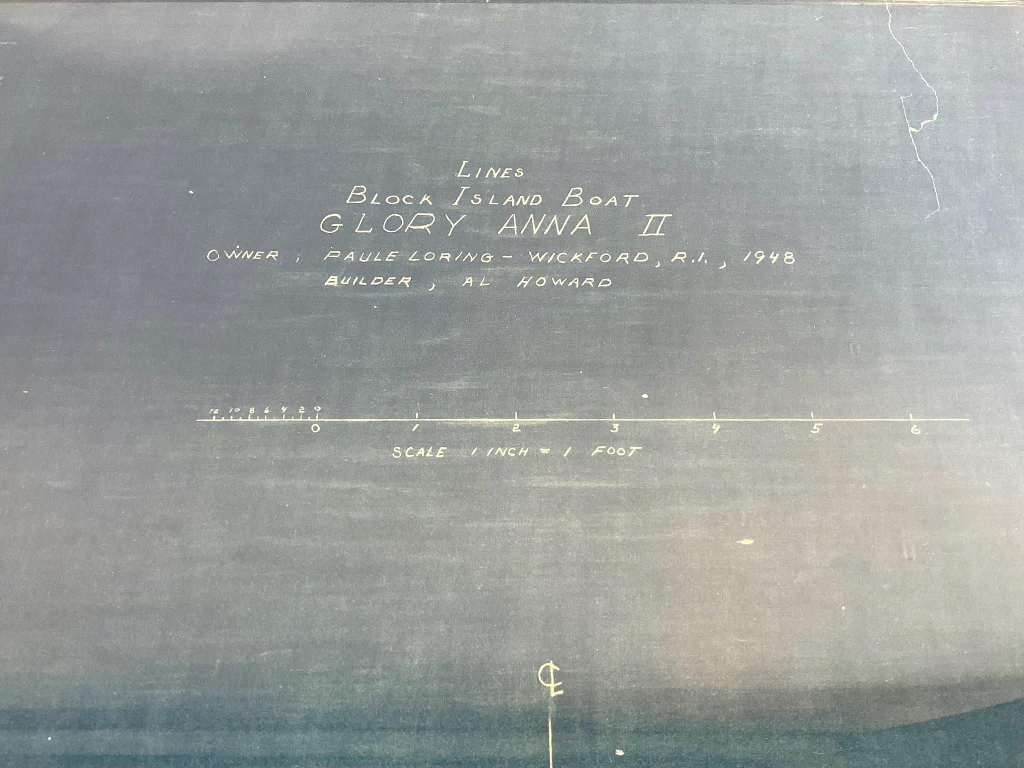 Mid-20th Century Block Island Boat Blueprint from Wickford R.I. For Sale