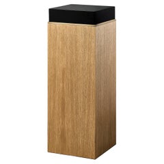 Block Pedestal, Limed Oak and Brass Details, Handcrafted in Portugal by Duistt