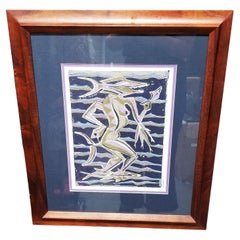Vintage Block Print "Amakua" on Paper by Dale Moore Edition #2/15