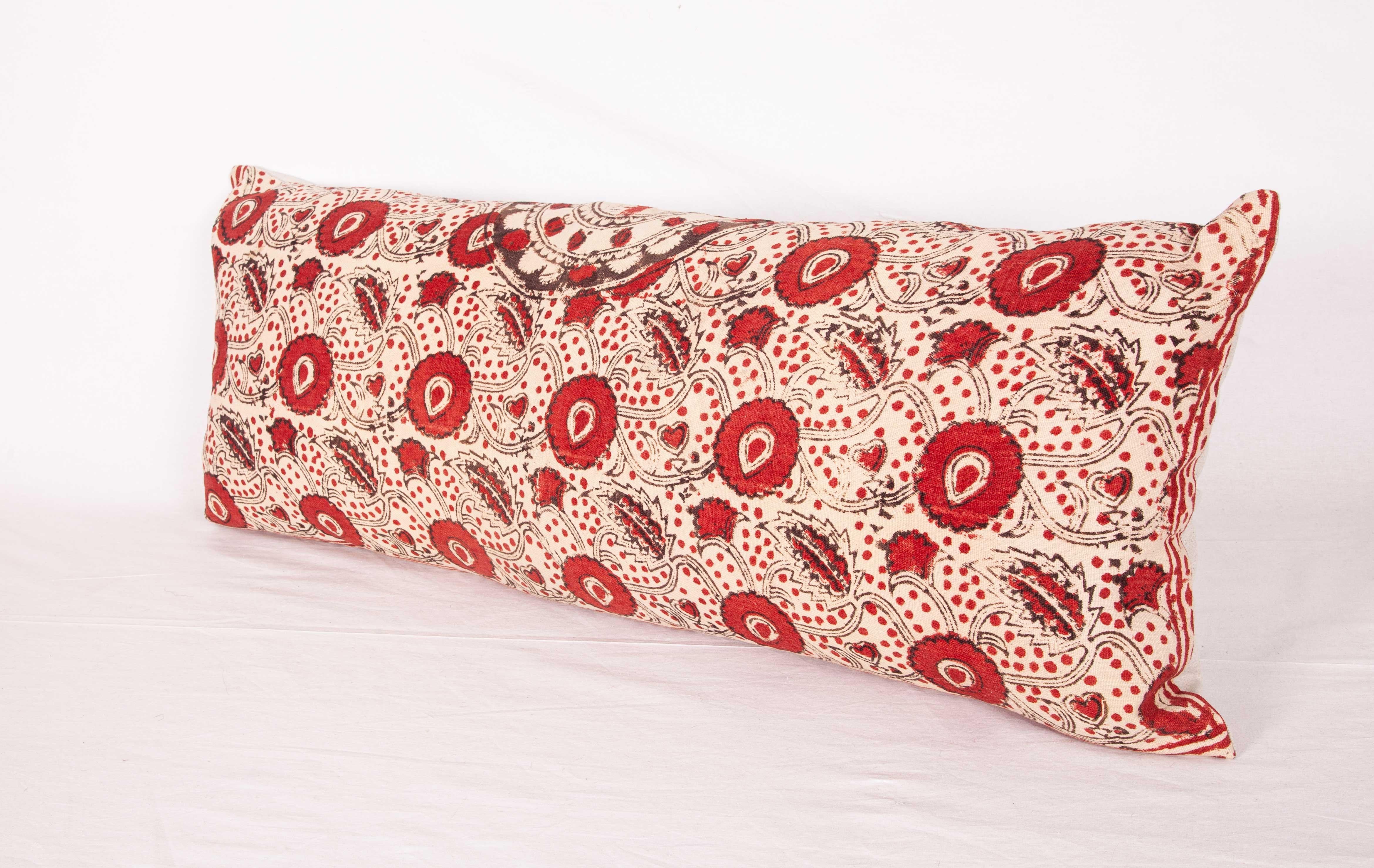 Block Print Lumbar Pillow Case made from an Uzbek Print, Early 20th Century 1