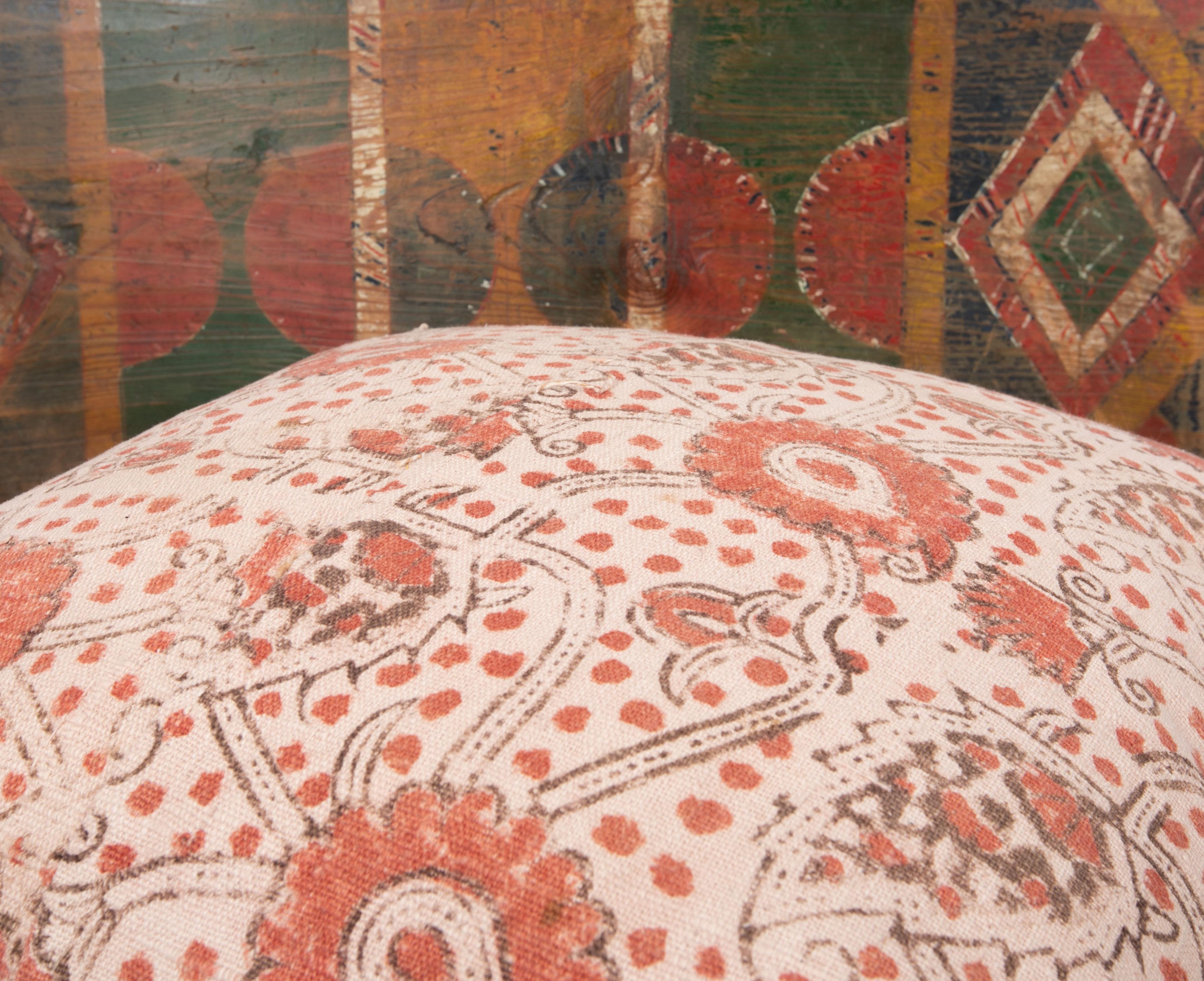 Block Printed Cotton Pillow Cover, Uzbekistan, 1930s For Sale 4