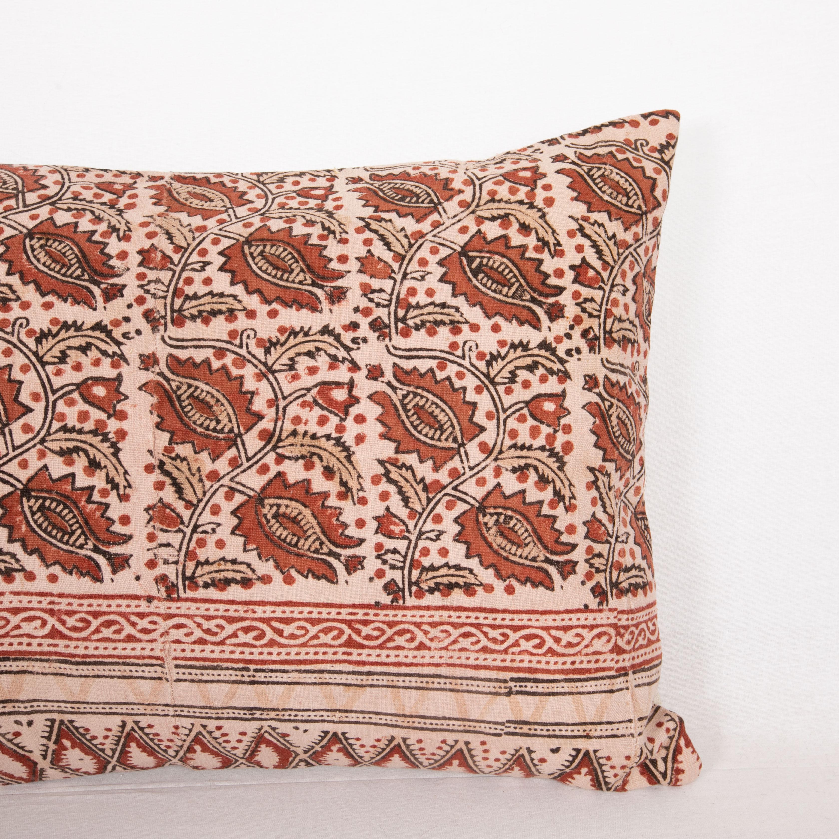 Kalamkari Block Printed Cotton Pillow Cover, Uzbekistan, 1930s For Sale