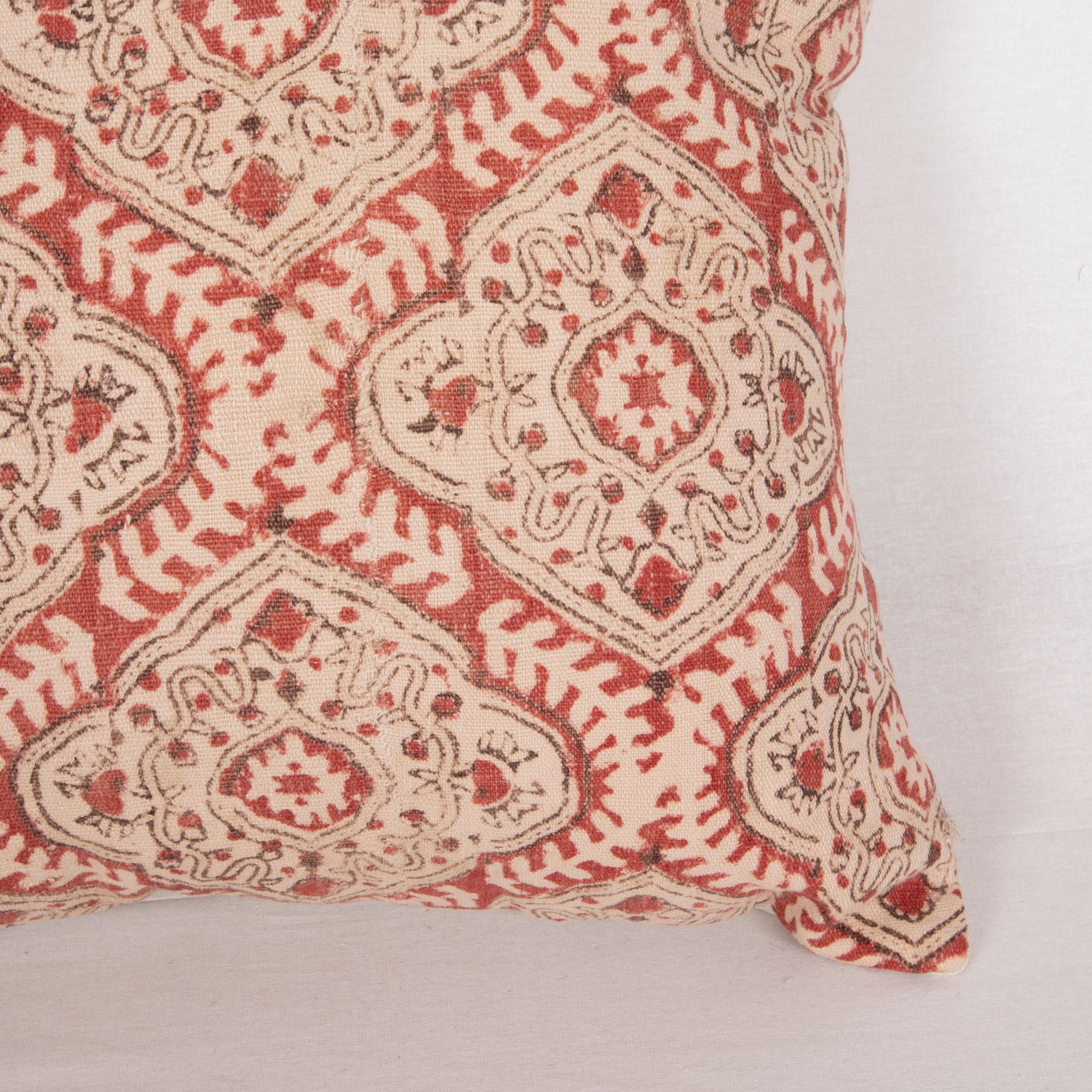 Kalamkari Block Printed Cotton Pillow Cover, Uzbekistan, 1930s