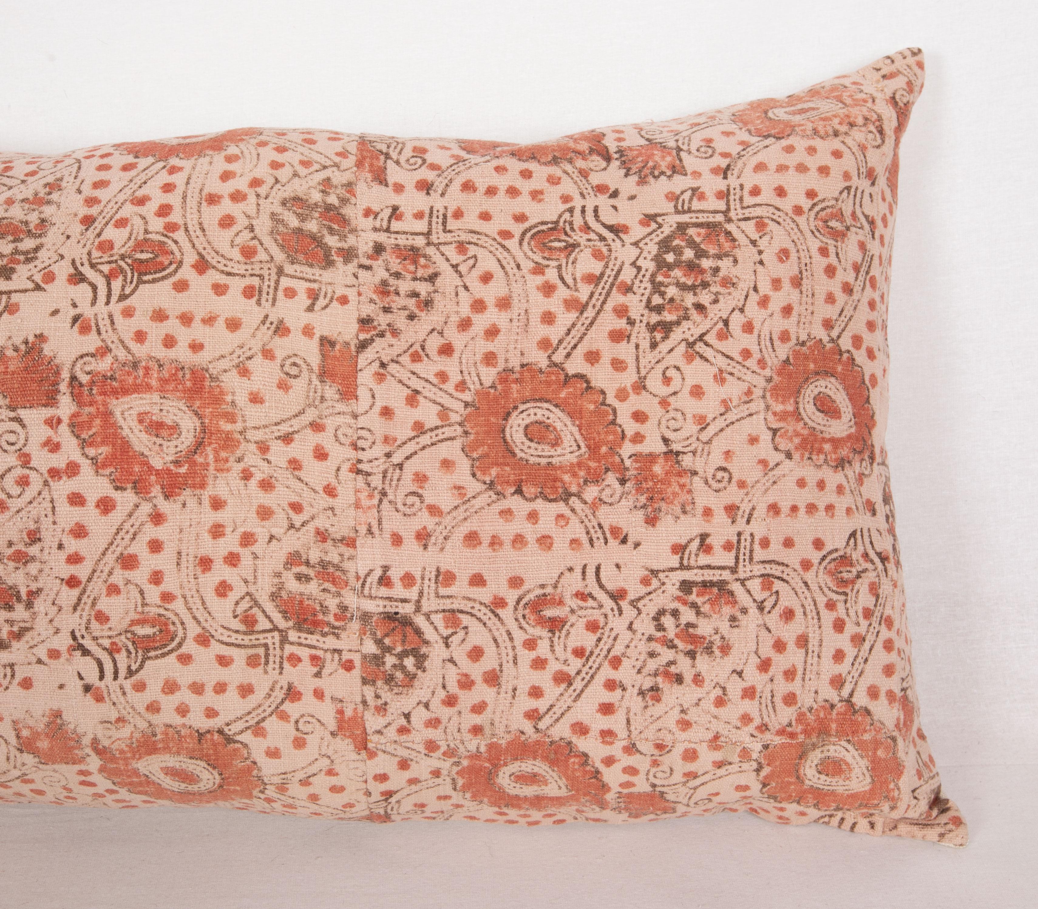 Kalamkari Block Printed Cotton Pillow Cover, Uzbekistan, 1930s For Sale
