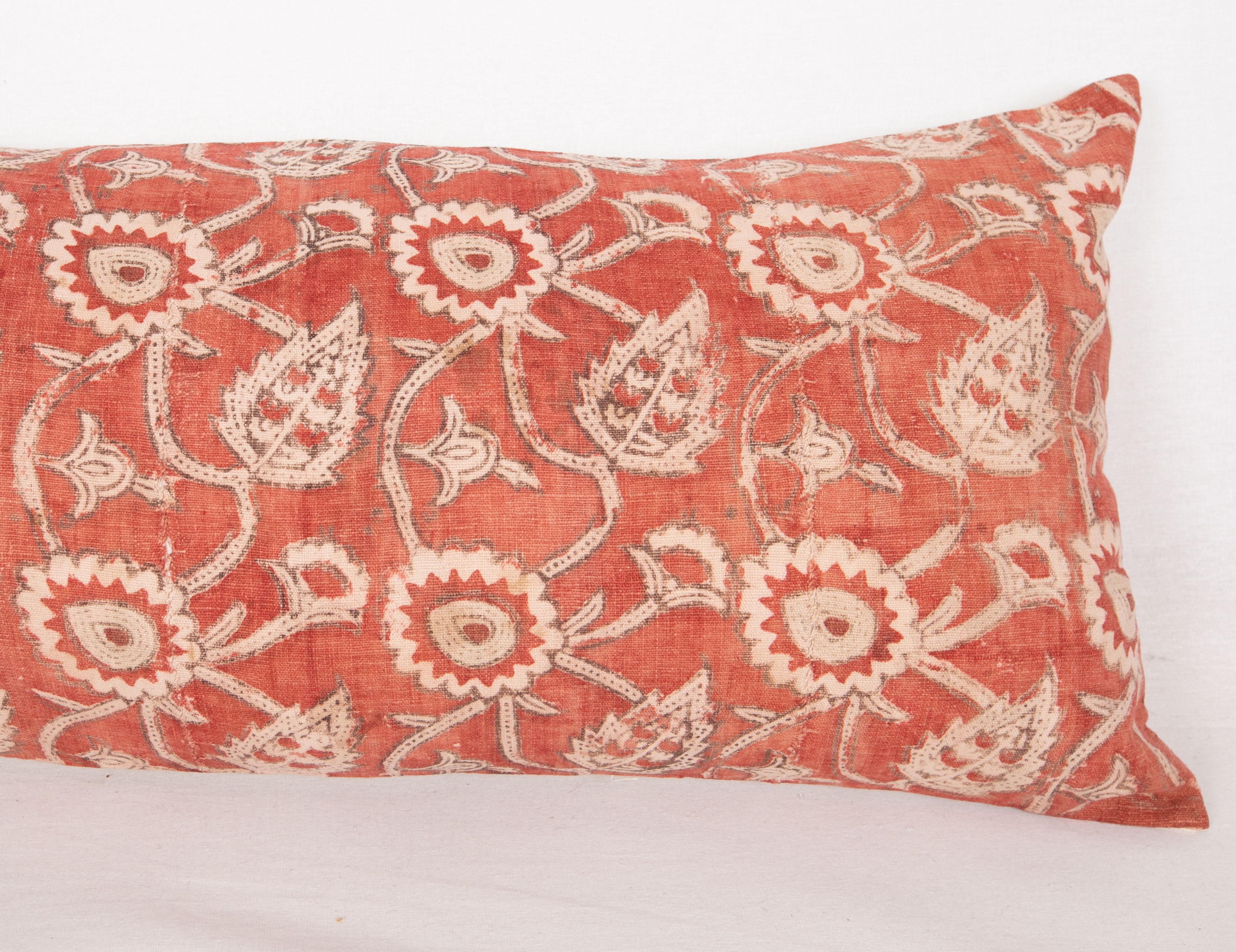 Kalamkari Block Printed Cotton Pillow Cover, Uzbekistan, 1930s