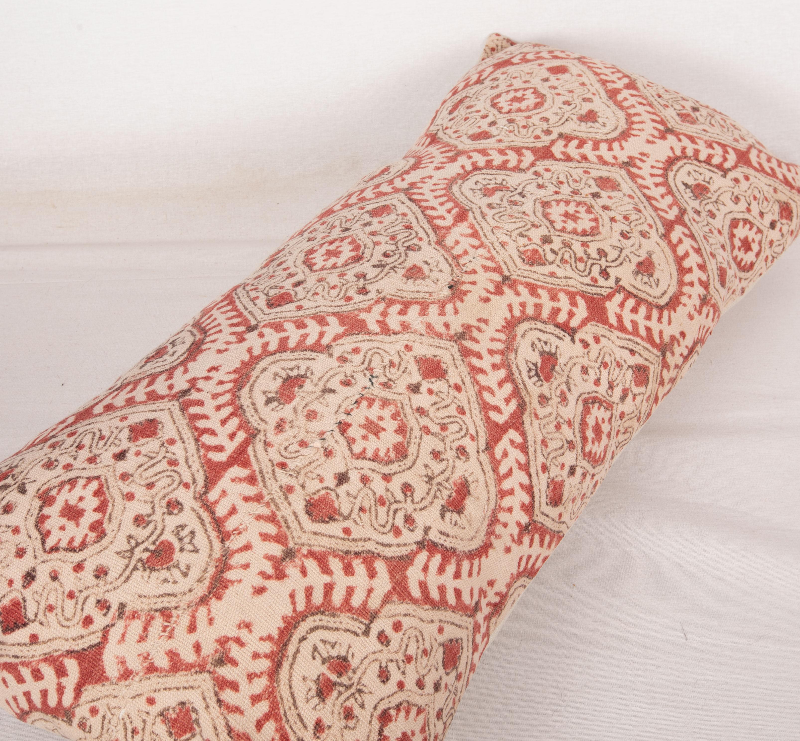 Kalamkari Block Printed Cotton Pillow Cover, Uzbekistan, 1930s For Sale