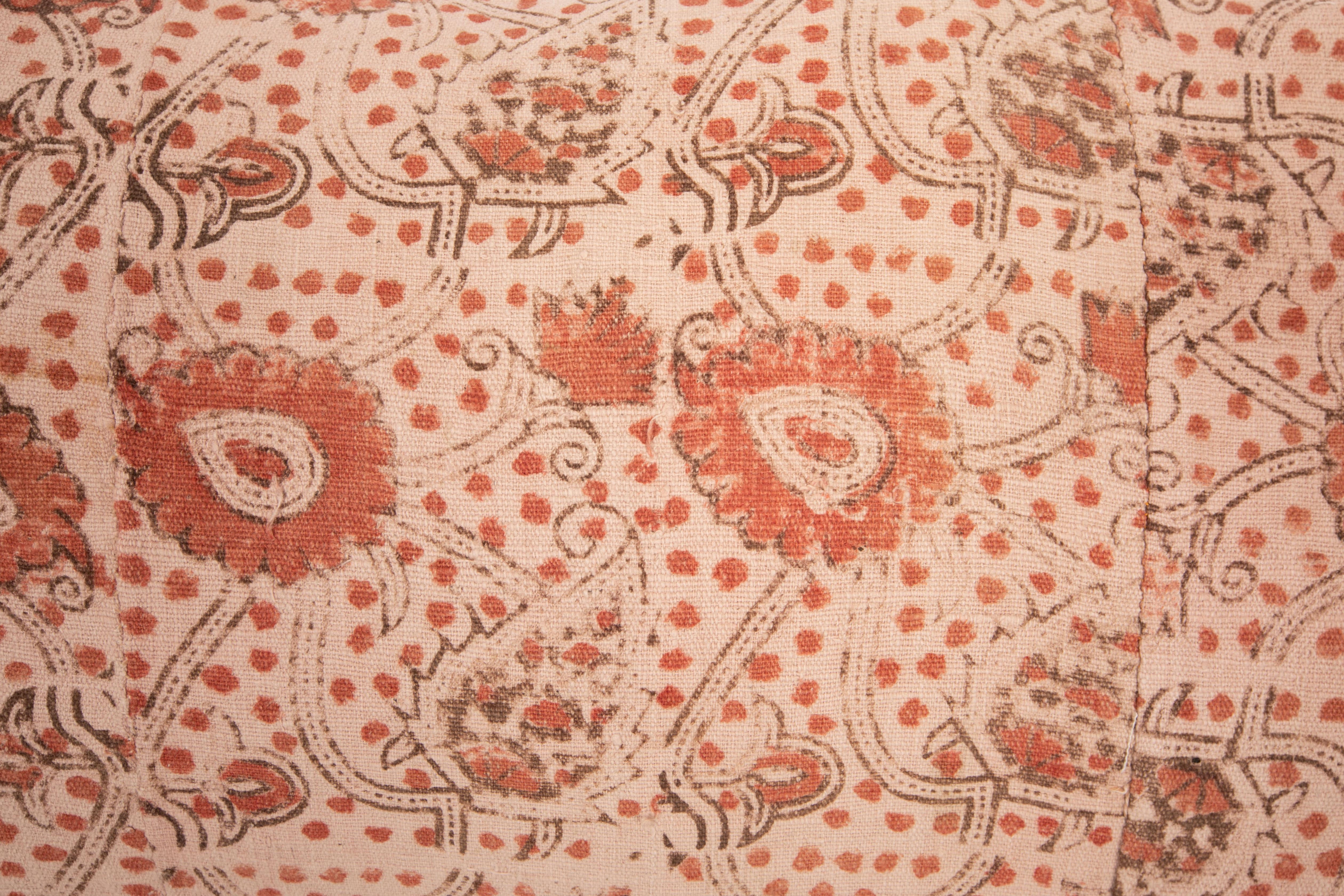 Block Printed Cotton Pillow Cover, Uzbekistan, 1930s In Good Condition For Sale In Istanbul, TR