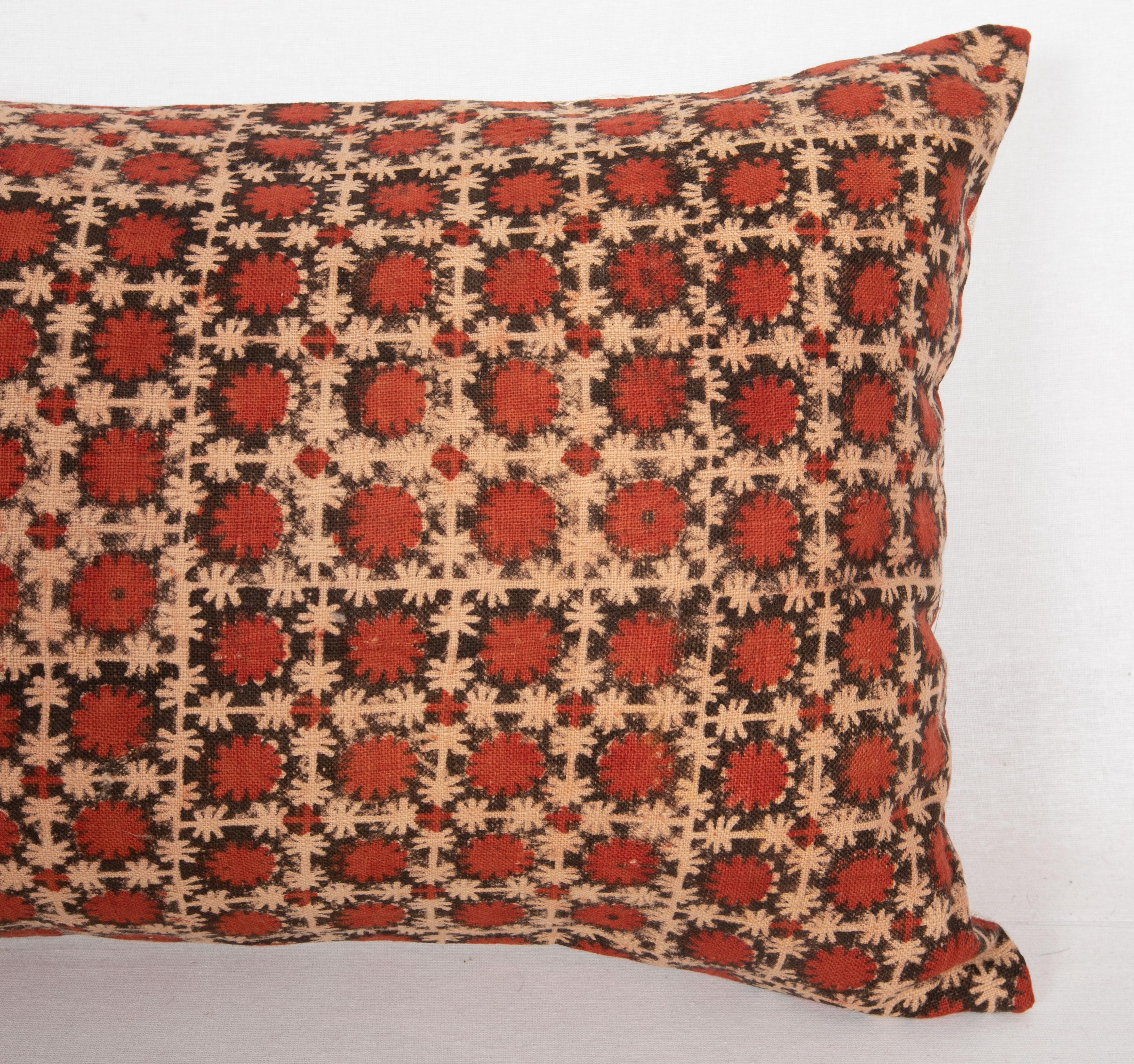 Kissenbezug aus Baumwolle mit Blockdruck, Usbekistan, 1930er Jahre (Kalamkari)