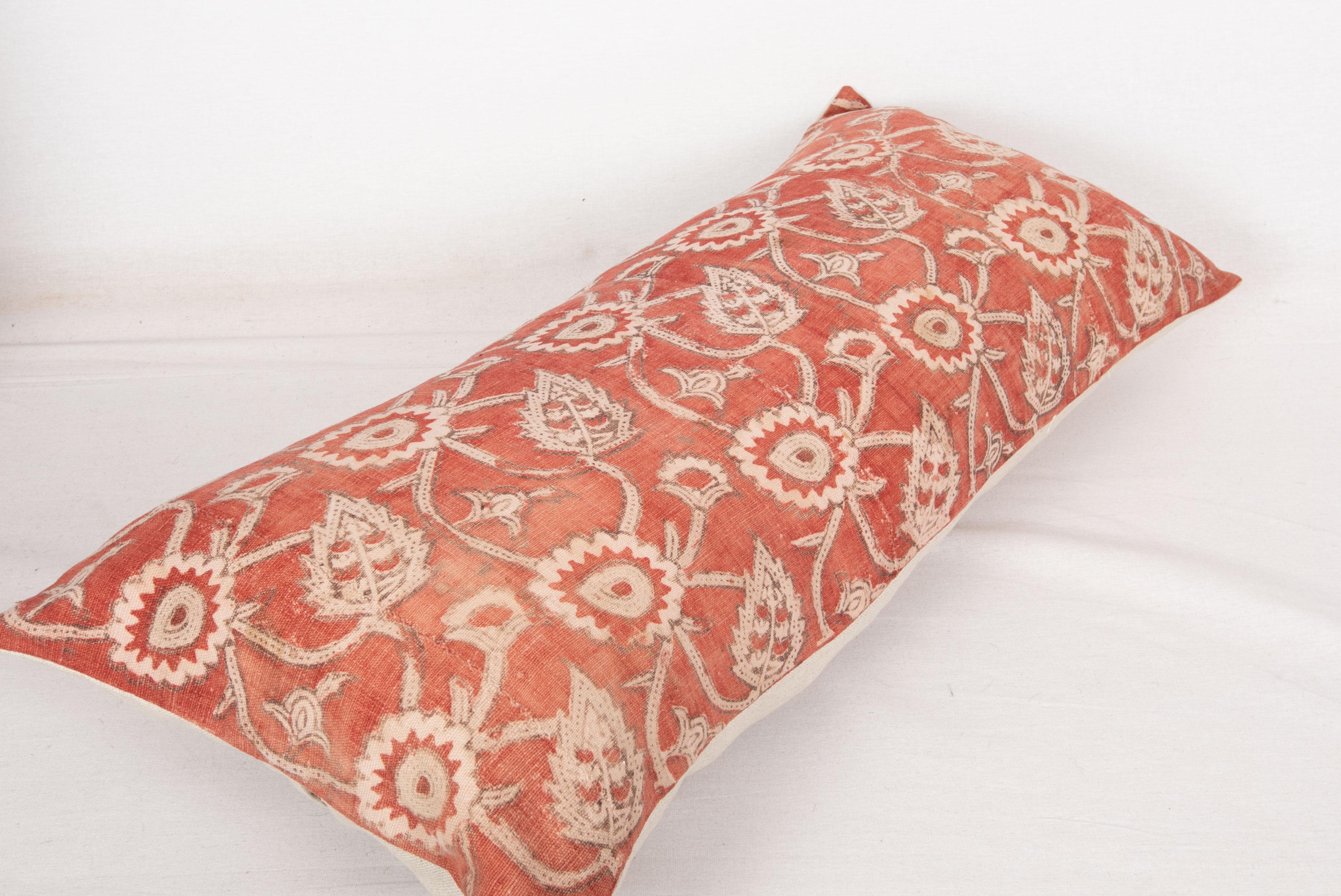20th Century Block Printed Cotton Pillow Cover, Uzbekistan, 1930s